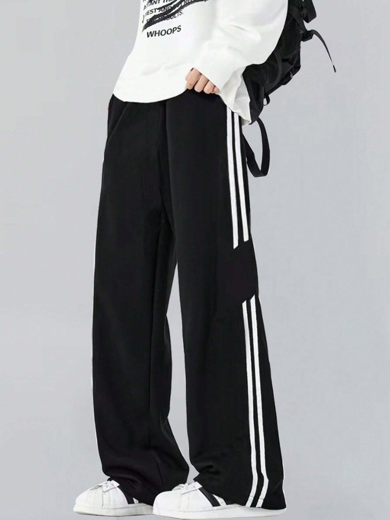 gelay Men Striped Black Track Pants-picture-2