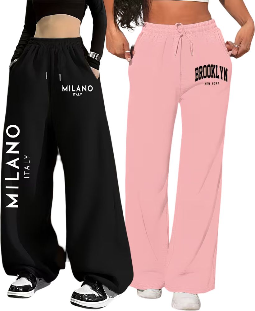 Pack of 2 Women Solid Multicolor Track Pants-image-48