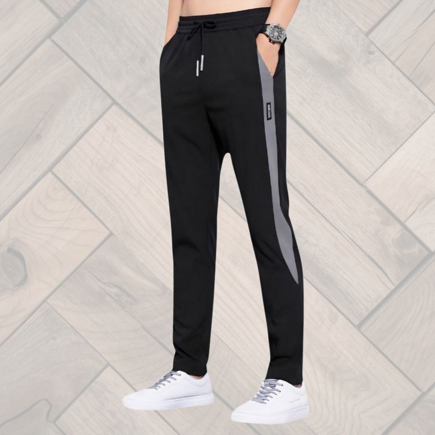 s t enterprise Men Solid Black Track Pants-picture-24