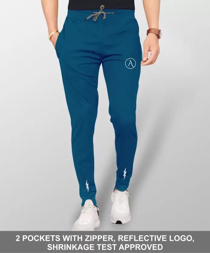 anand Men Solid, Self Design, Striped, Chevron/Zig Zag Blue Track Pants-picture-15