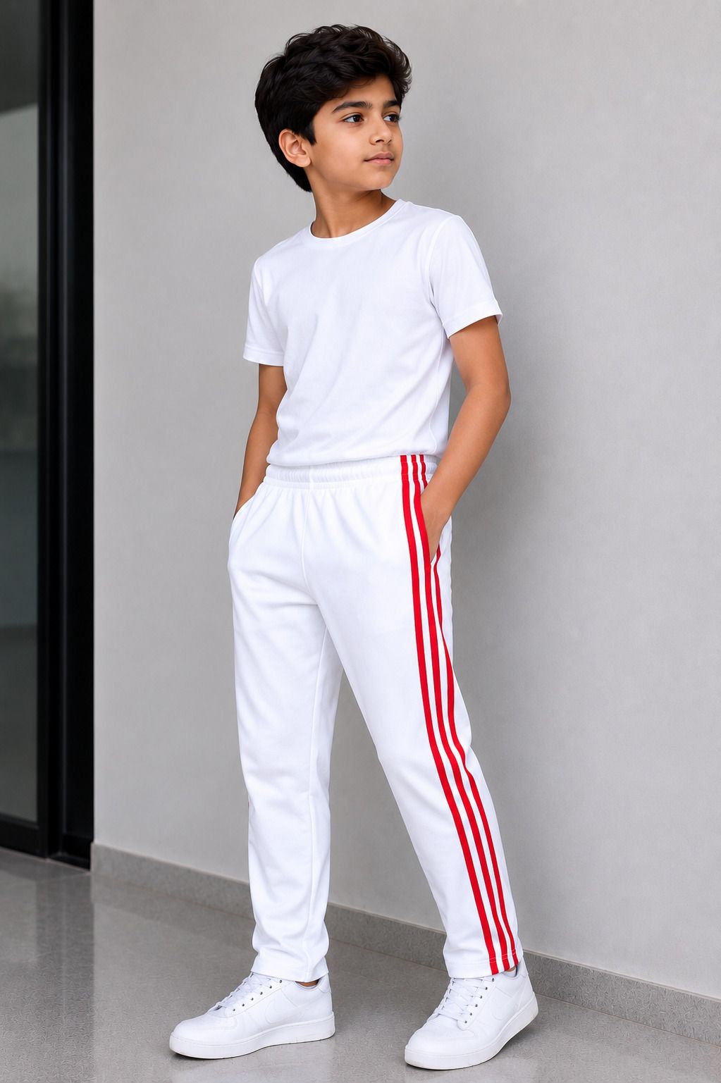 edumed Men Striped White Track Pants-picture-41
