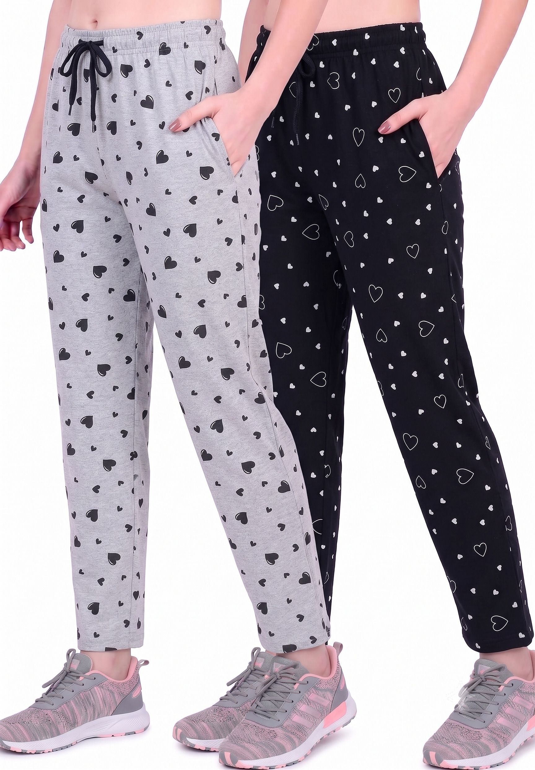 dressway fashion Women Printed, Graphic Print Grey, Black Track Pants-picture-12