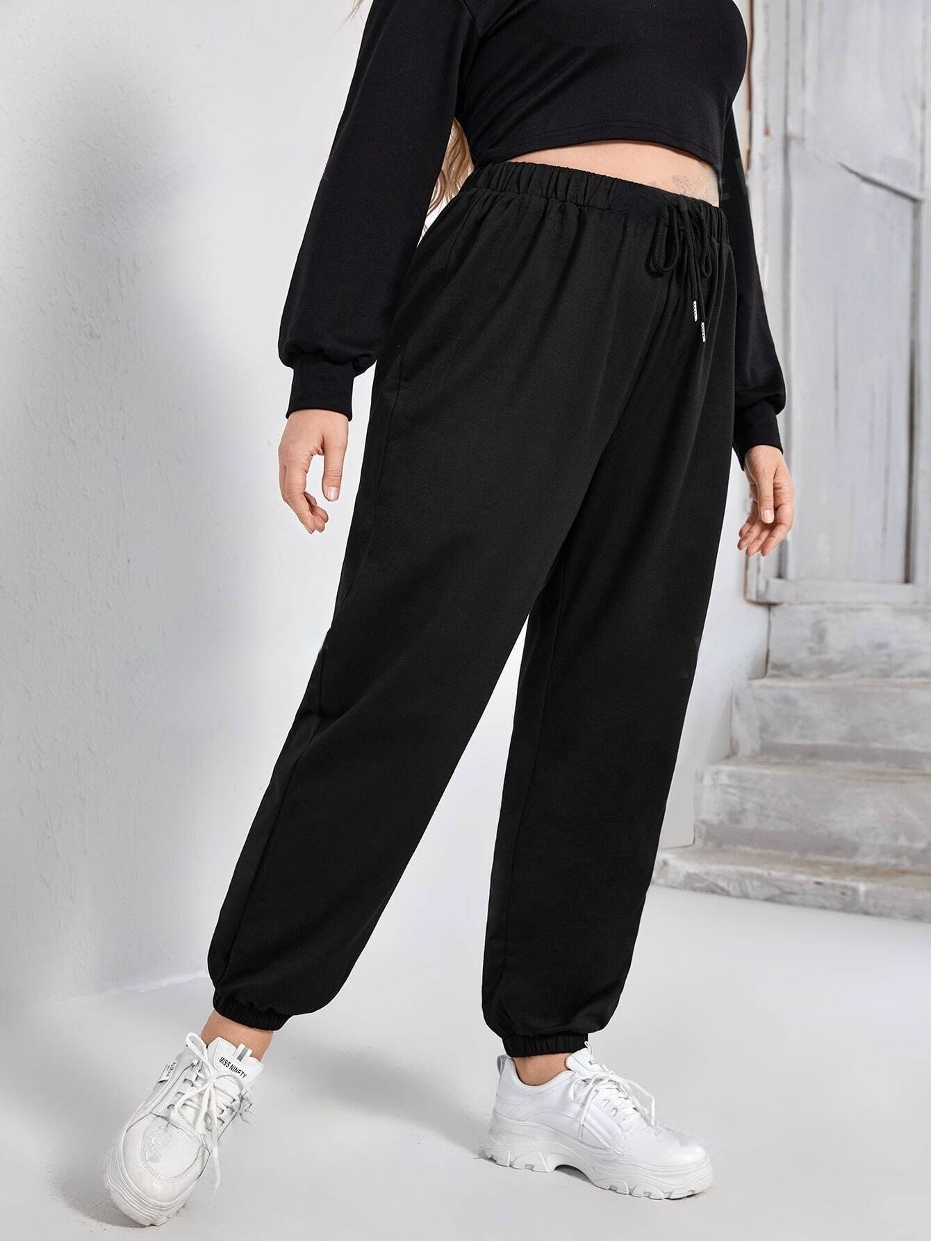 Women Solid Black Track Pants-image-41