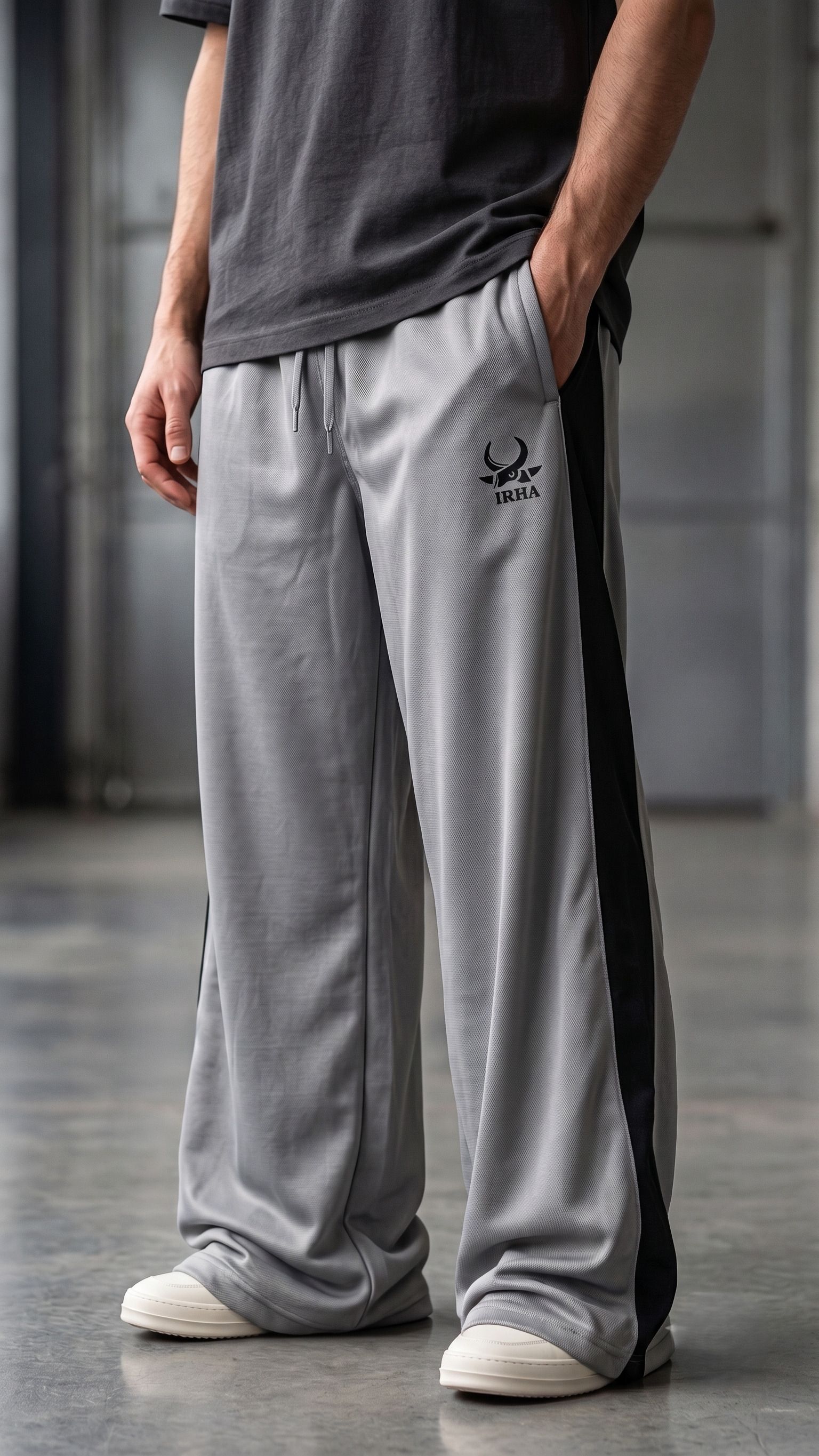 irha Men Striped Grey Track Pants-picture-31