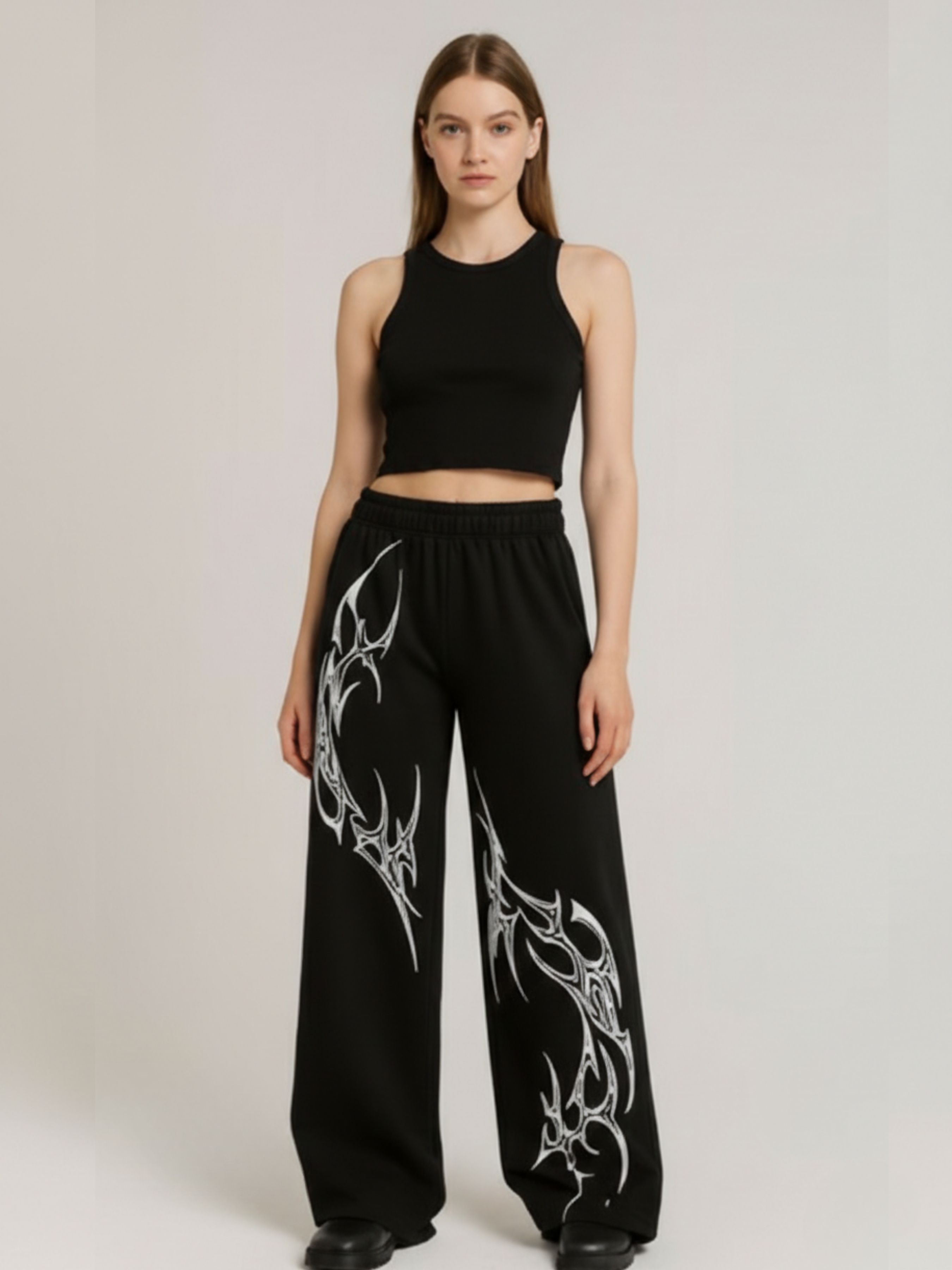 kavishal Women Printed, Graphic Print Black Track Pants-picture-20