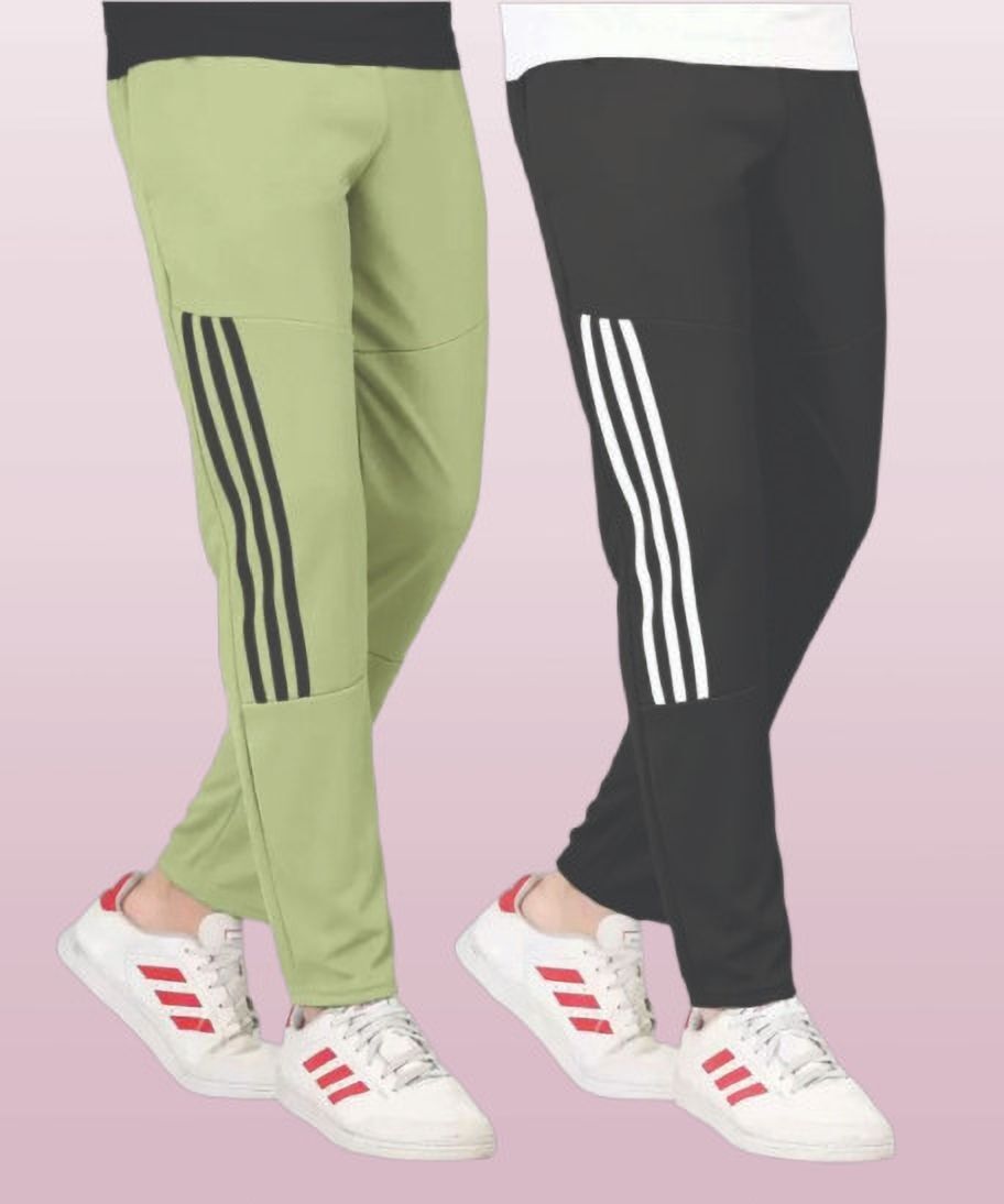 coveatvolo trends Pack of 2 Men Striped Black, Green Track Pants-picture-28