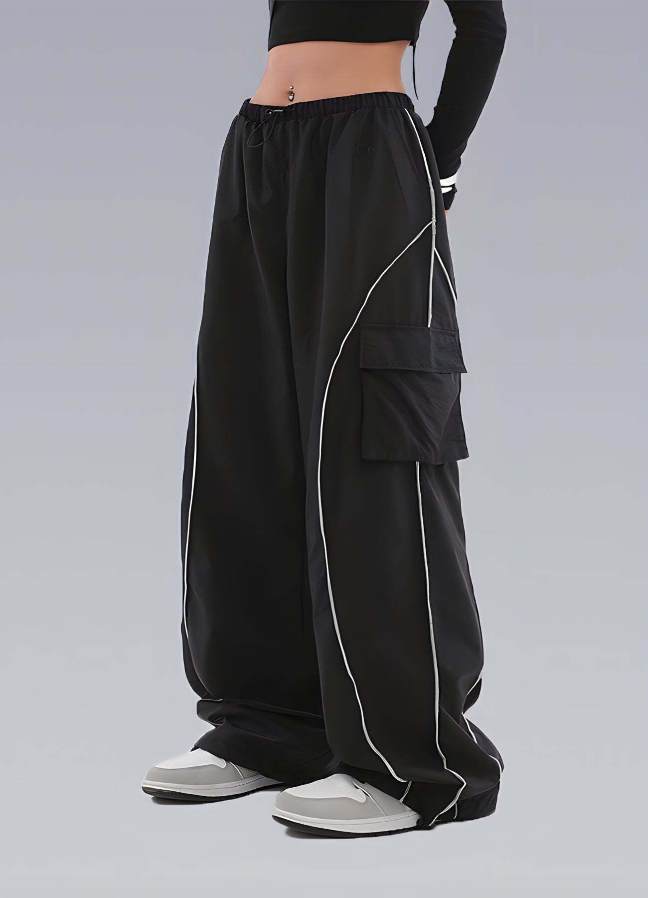 1stlov Women Striped Black Track Pants-picture-18