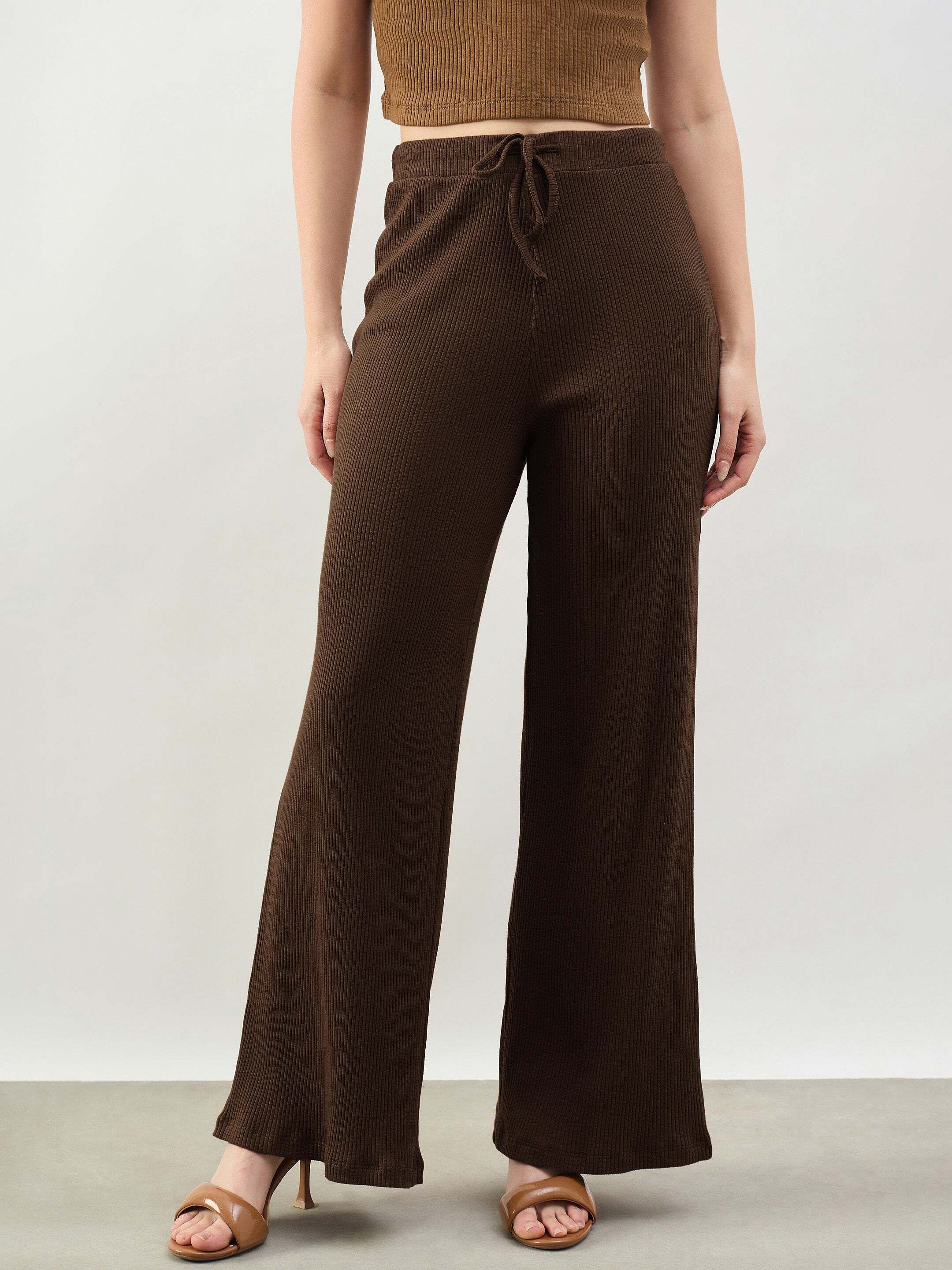 sassafras basics Women Self Design Brown Track Pants-picture-42