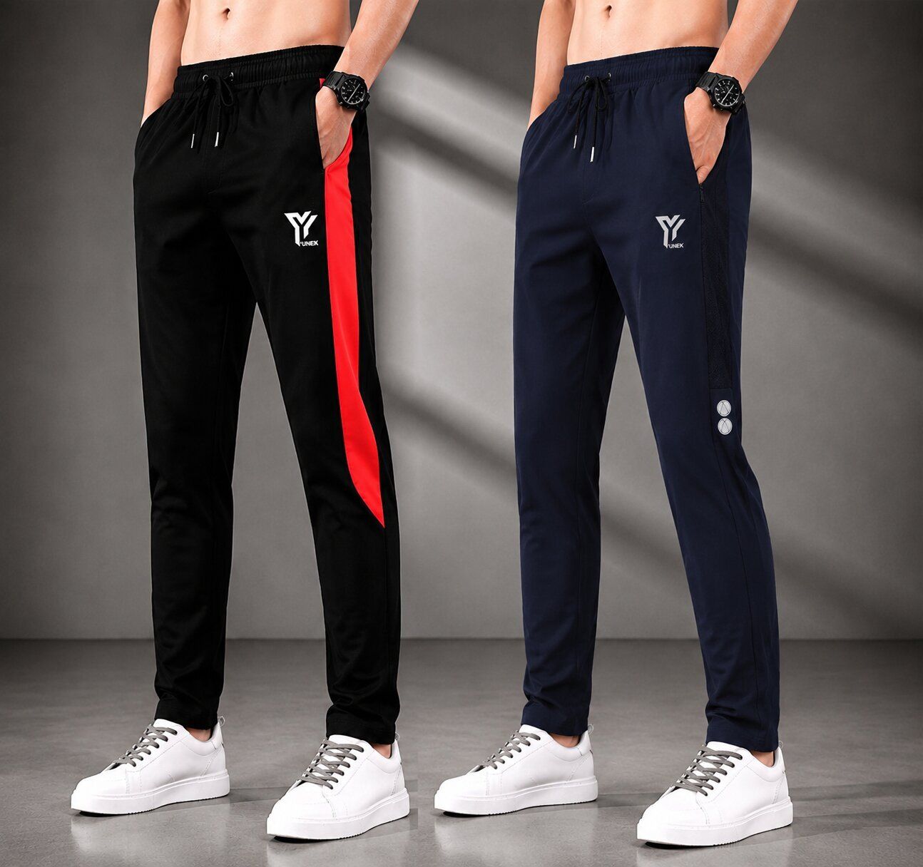 yunek Men Printed Black, Grey Track Pants-picture-10