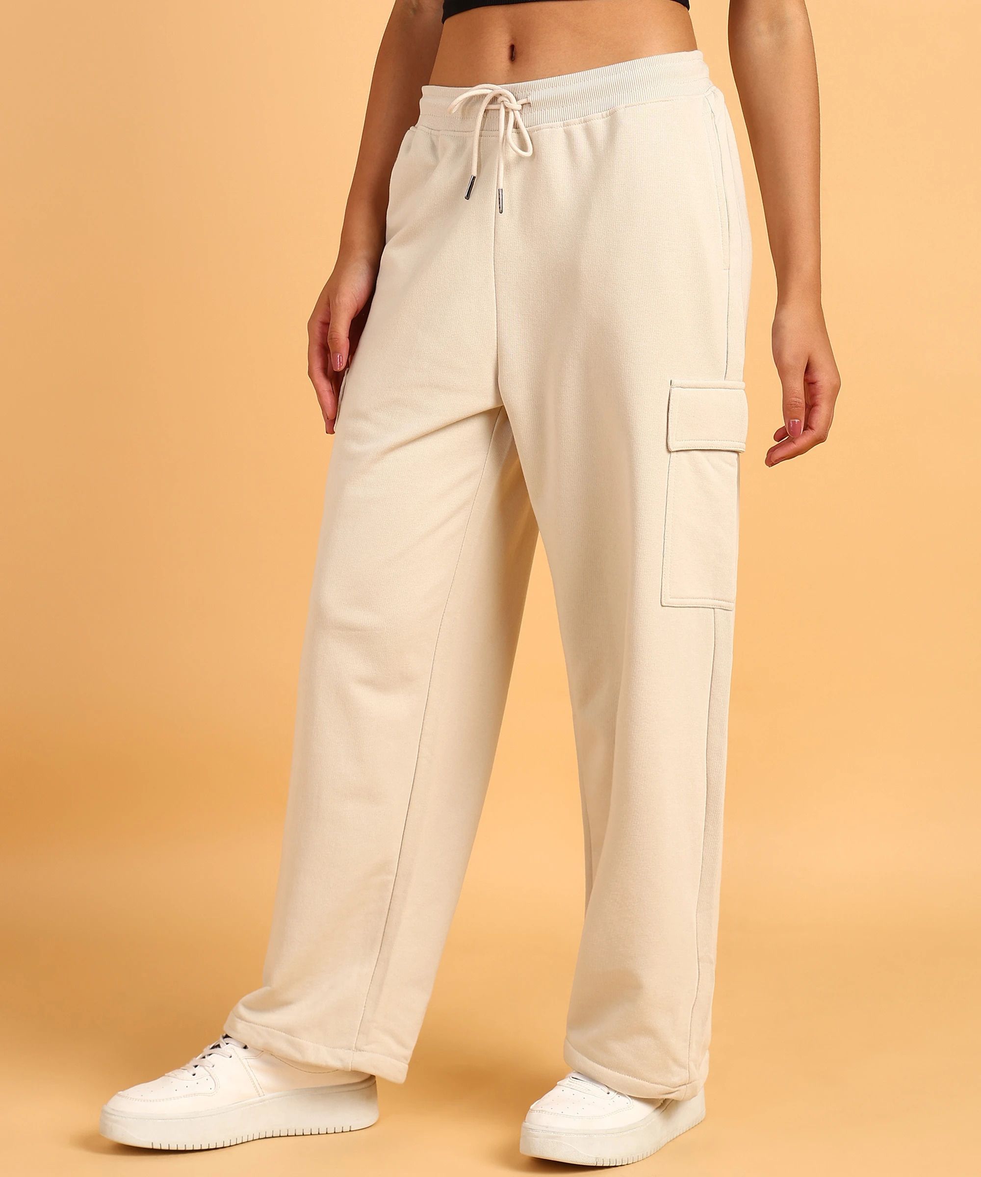 Women Solid White Track Pants-image-29