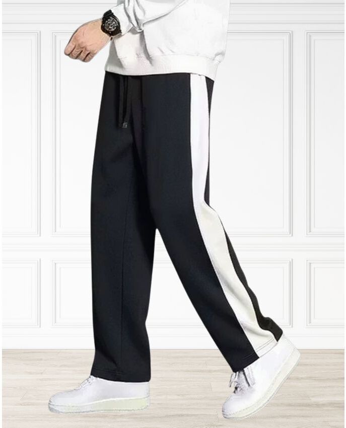 yanexa Men Striped Black Track Pants-picture-35