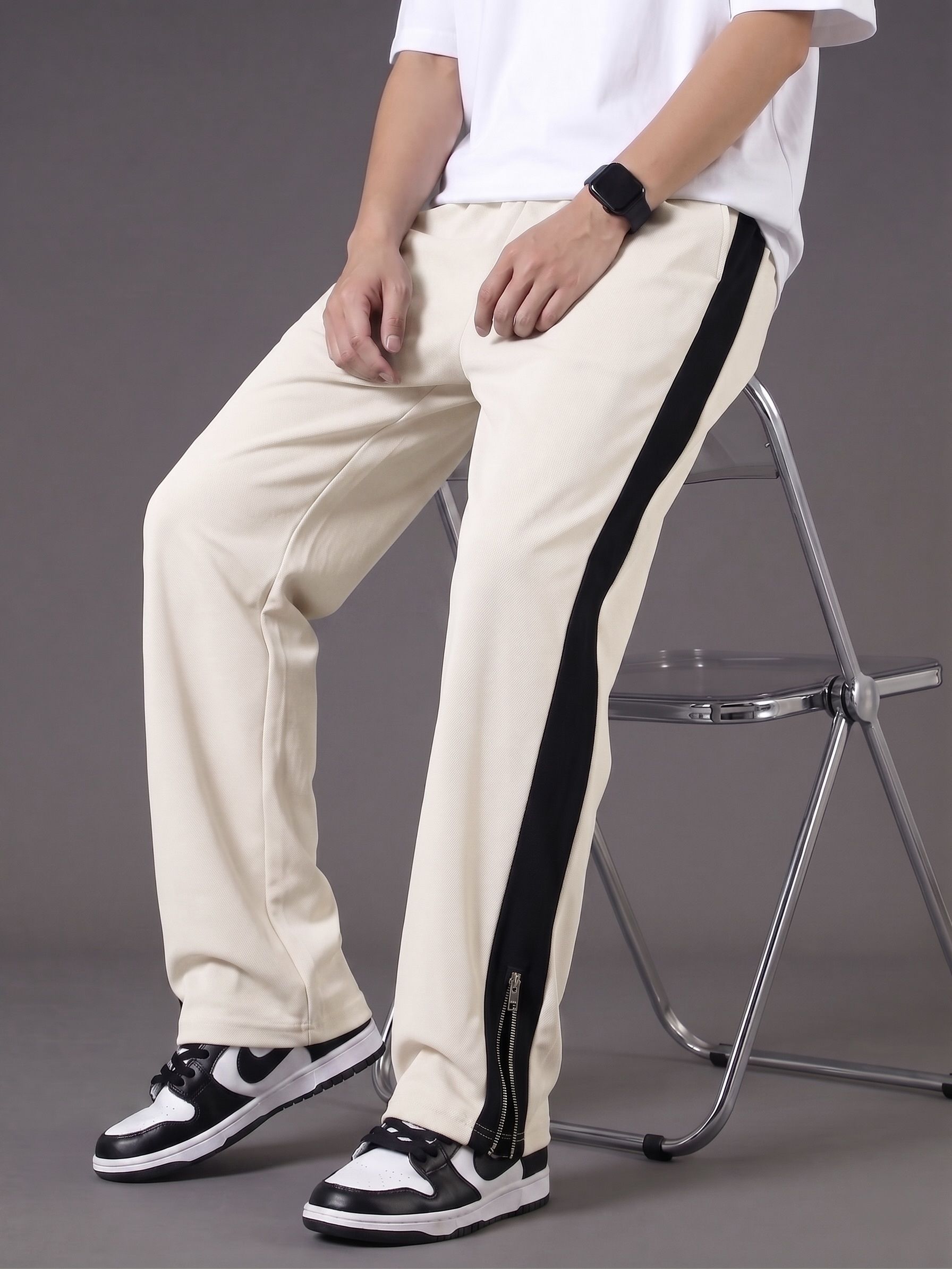 vontade Men Colorblock Beige Track Pants-picture-0