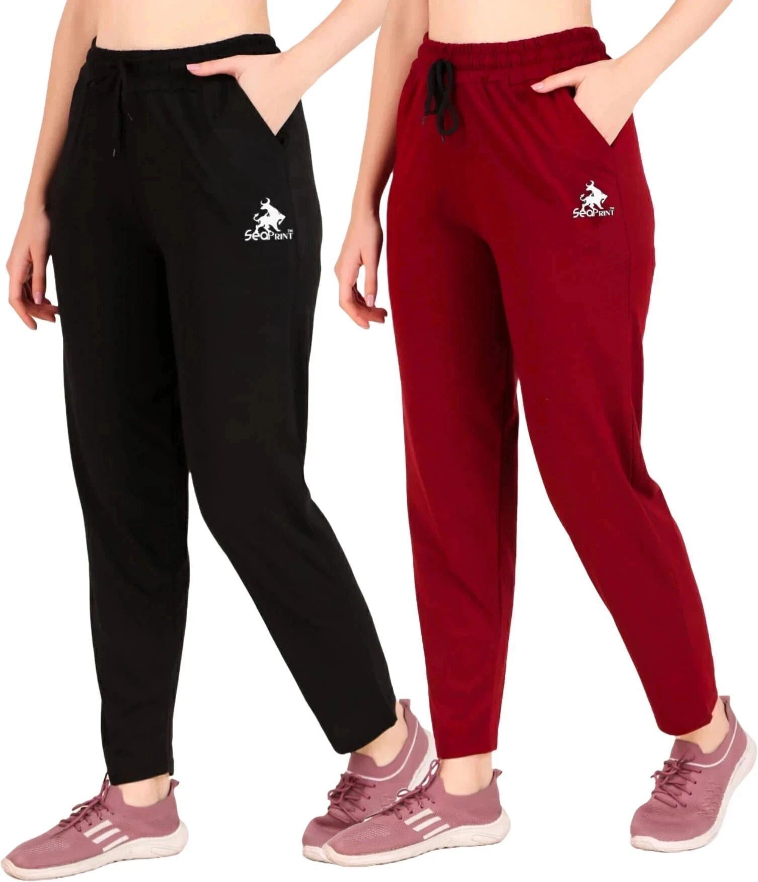 seaprint Pack of 2 Women Solid Black Track Pants-picture-19