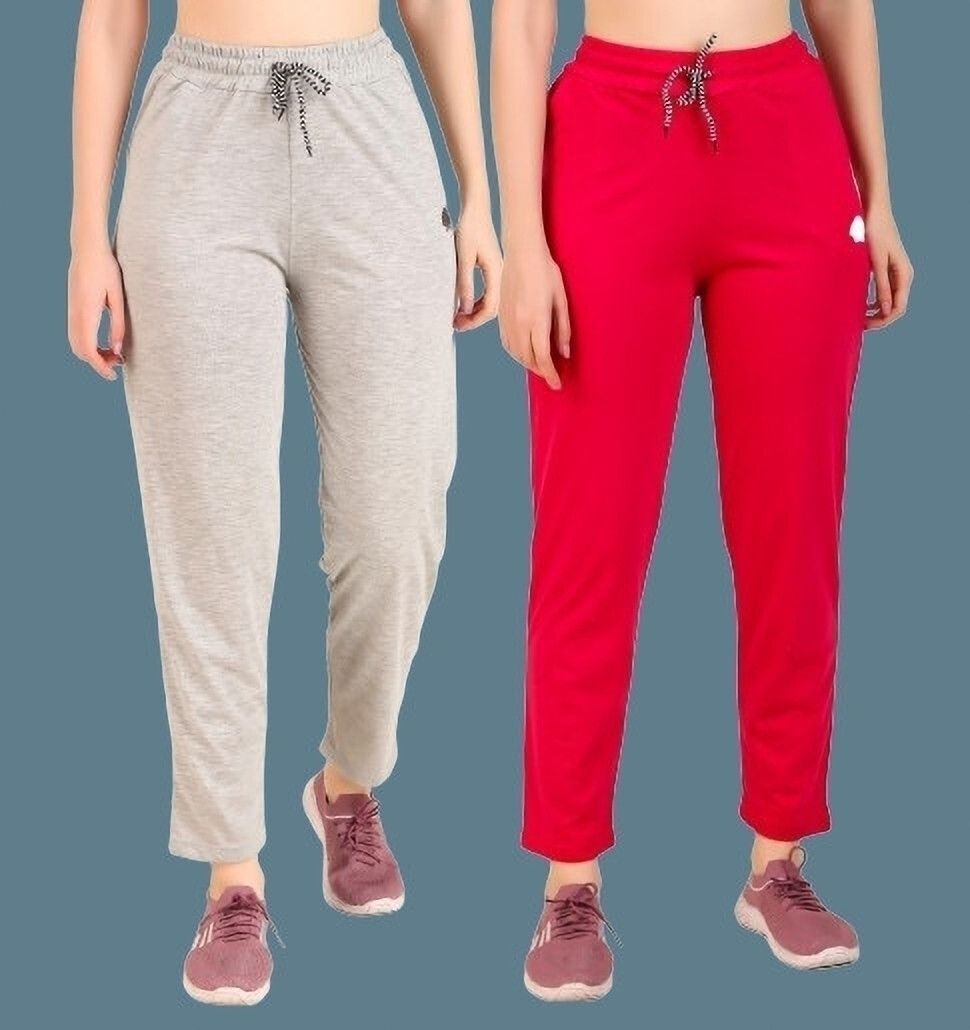 gaa Pack of 2 Women Solid Grey, Pink Track Pants-picture-29