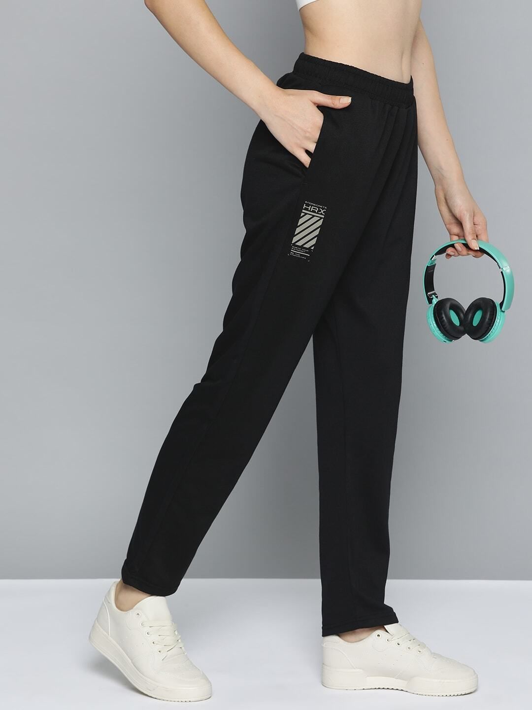 Women Solid Black Track Pants