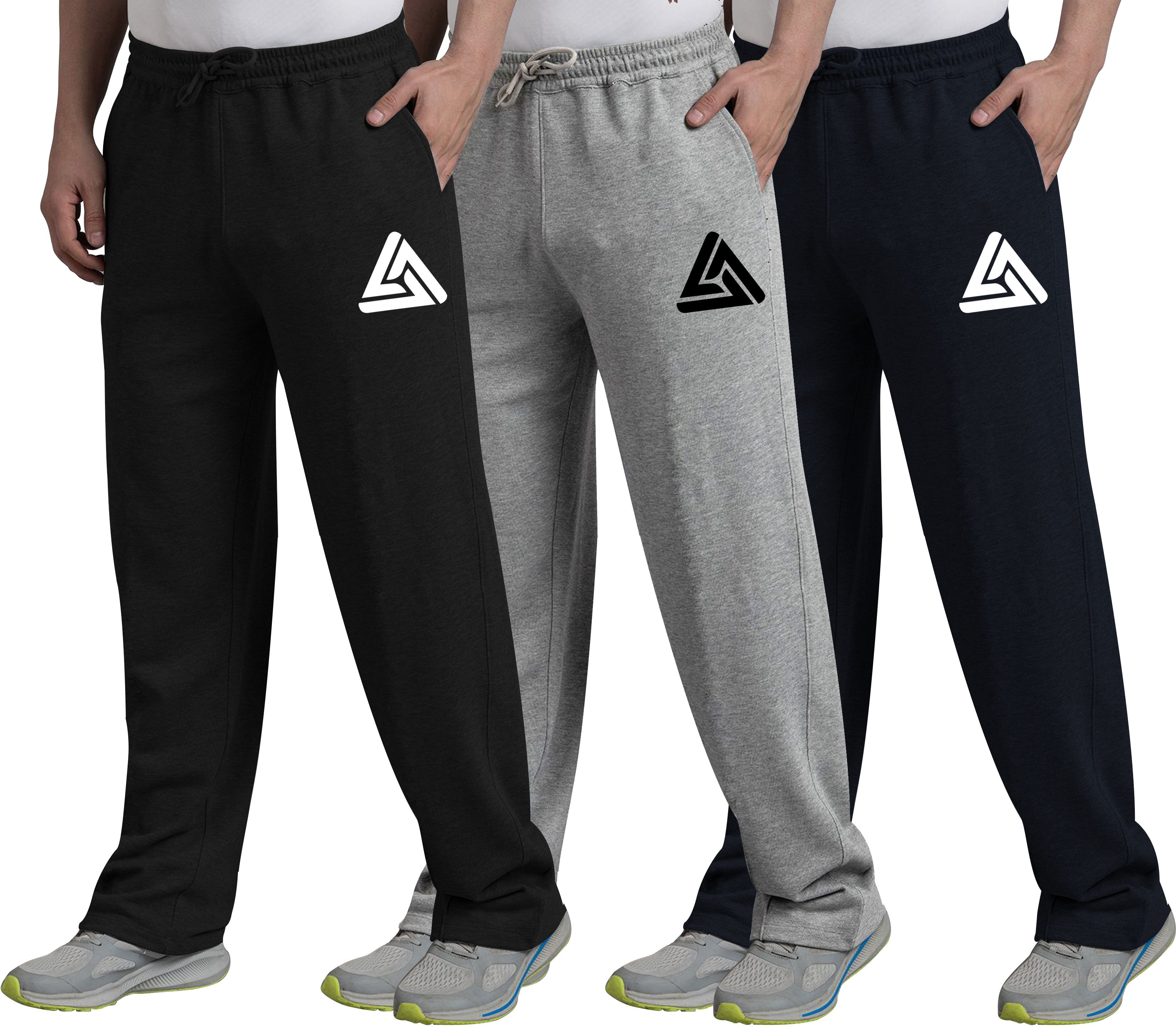 west gate clothing Pack of 3 Men Printed Black, Grey, Dark Blue Track Pants-picture-11