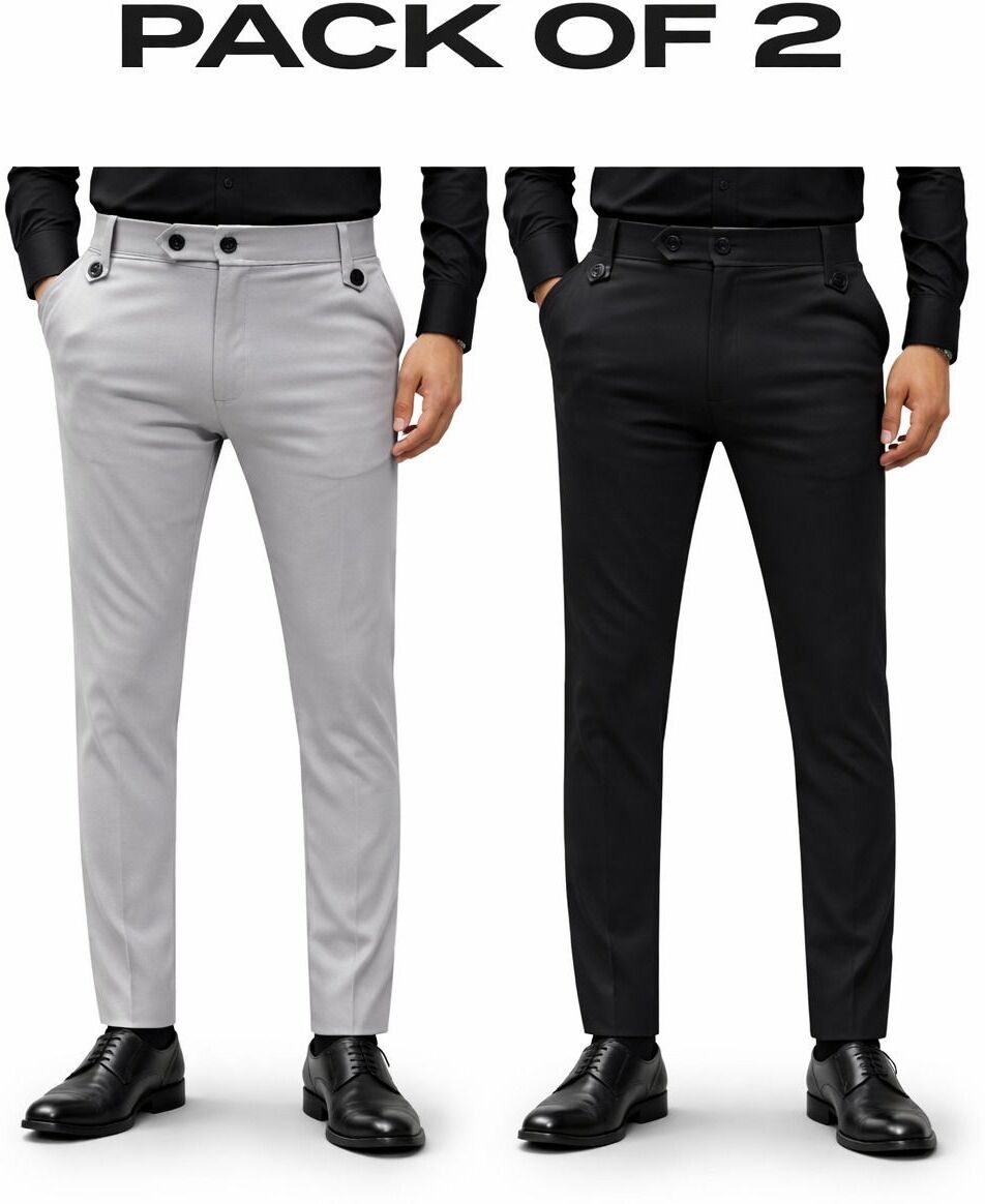 nayakrit Pack of 2 Men Solid Black, Grey Track Pants-picture-23