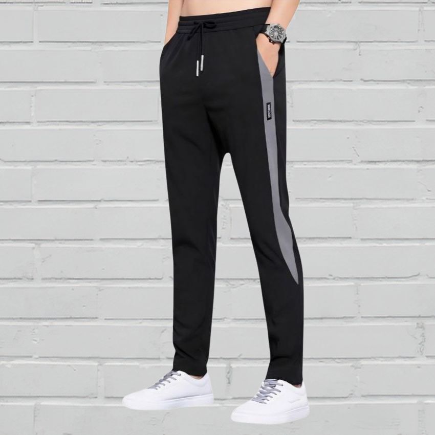 s t enterprise Men Solid Black Track Pants-picture-4