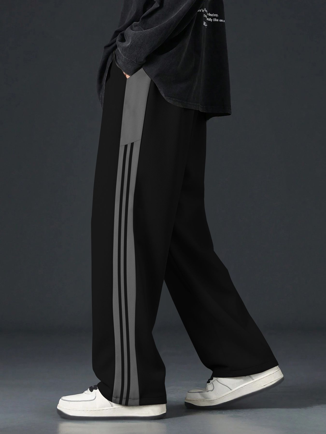 kajaru Men Colorblock Black Track Pants-picture-28