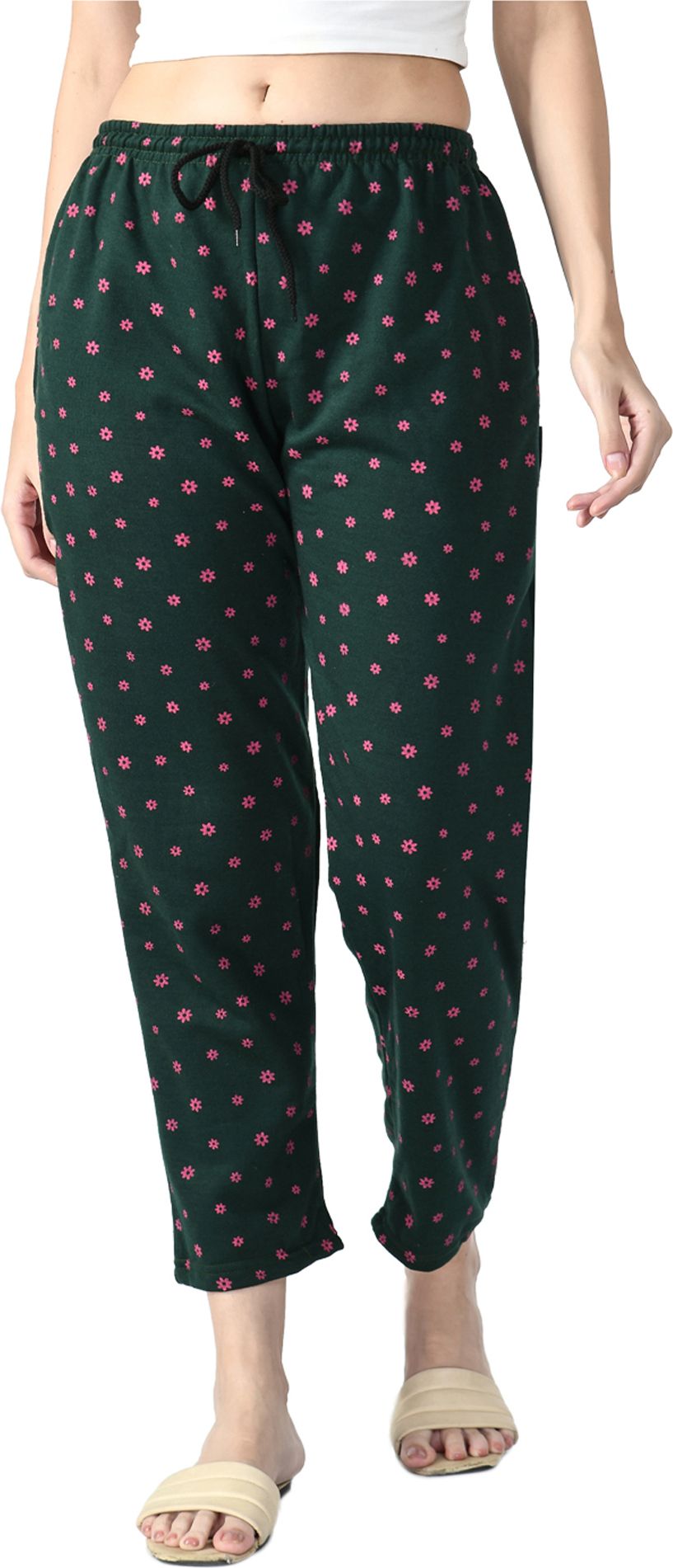 indiweaves Women Printed Green Track Pants-picture-34