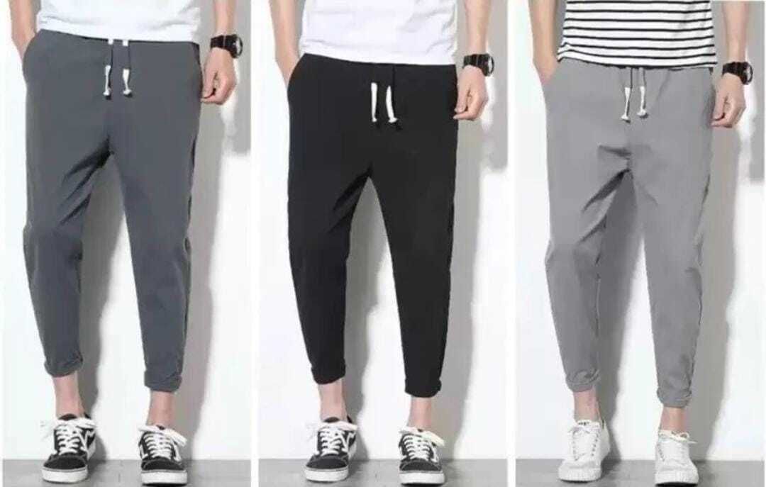 Pack of 3 Men Solid Black, Grey, Multicolor Track Pants-image-19