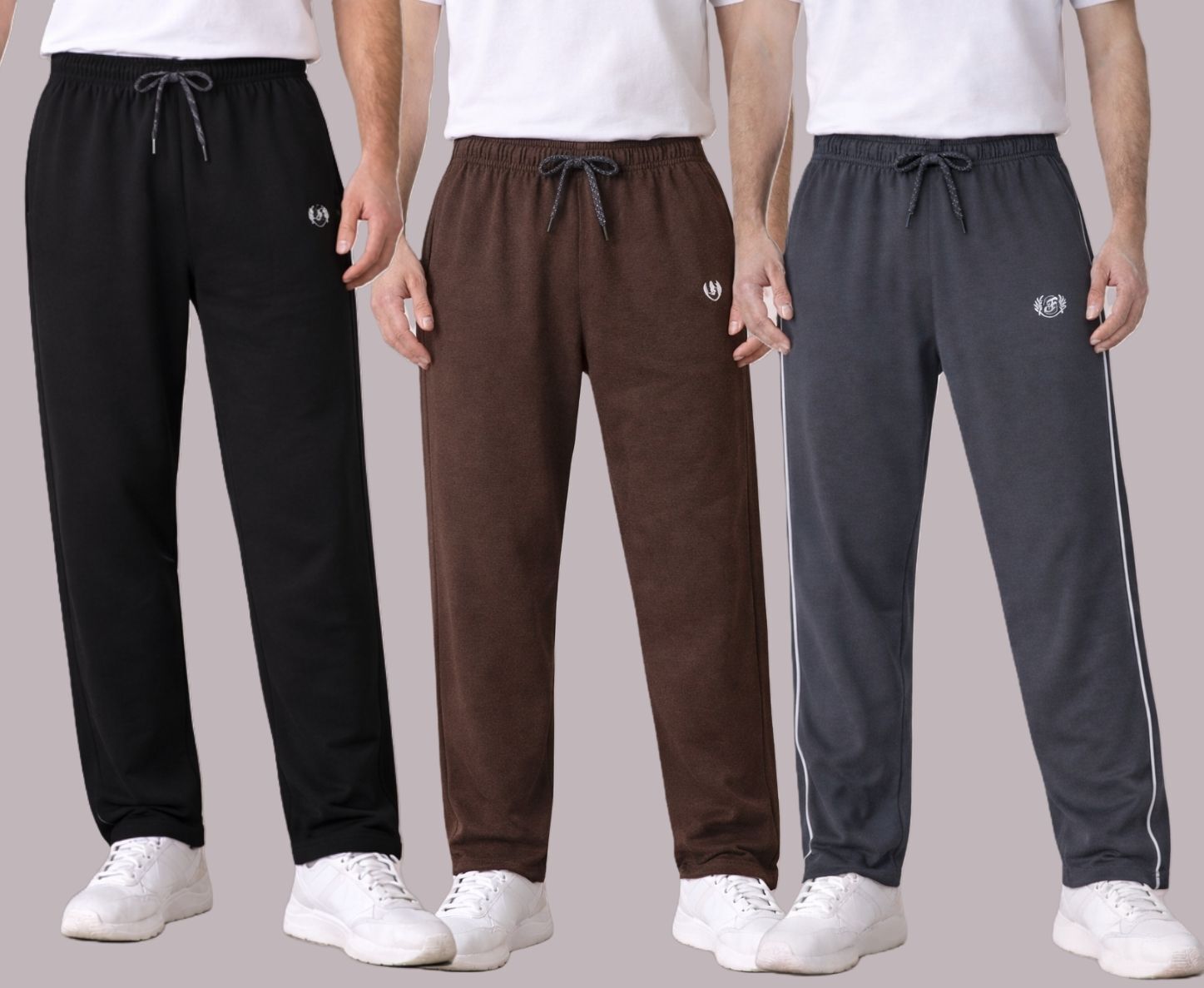 feverfew Pack of 3 Men Striped Multicolor Track Pants-picture-7