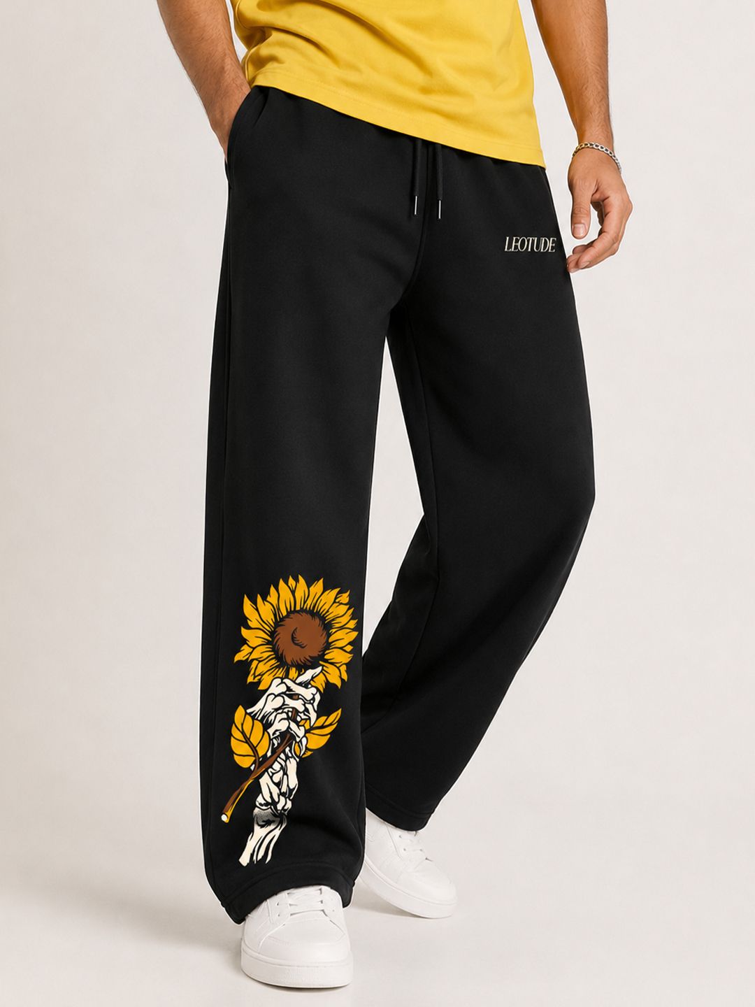 leotude Men Printed Black Track Pants-picture-21