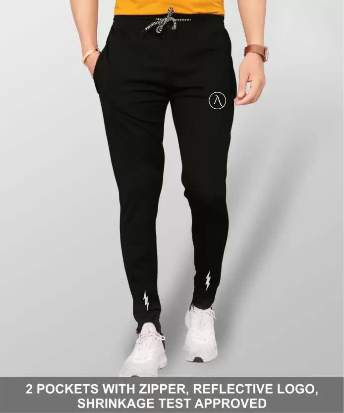 anand Men Solid, Self Design, Striped, Chevron/Zig Zag Black Track Pants-picture-33