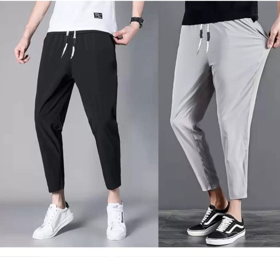 houseofcommon Pack of 2 Men Solid Grey, Black Track Pants-picture-10