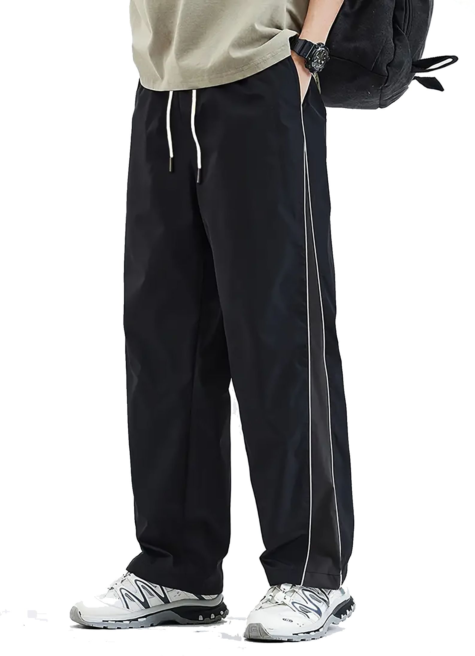 the modern soul Men Striped Black Track Pants-picture-12