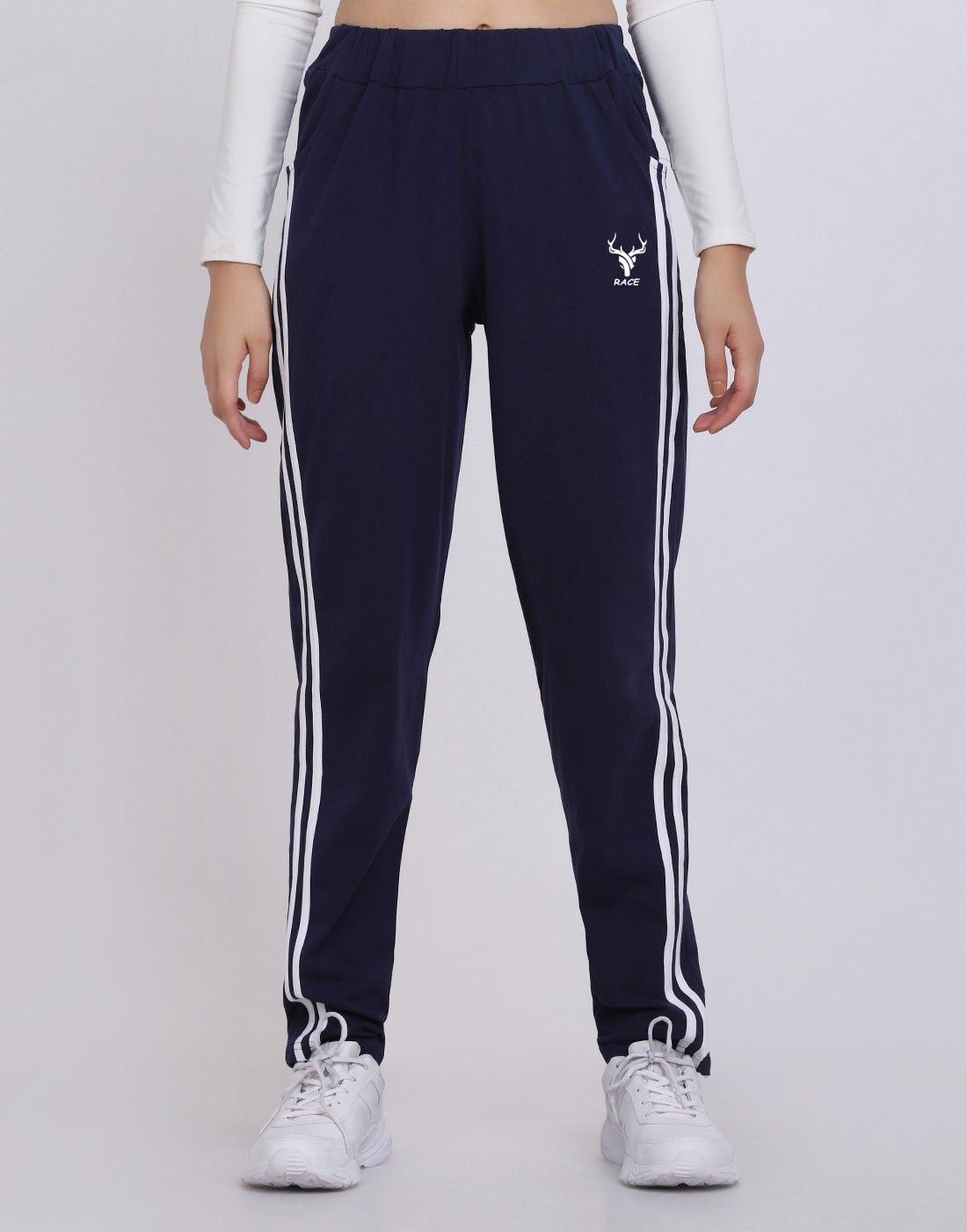 clothina Women Solid White Track Pants-picture-18