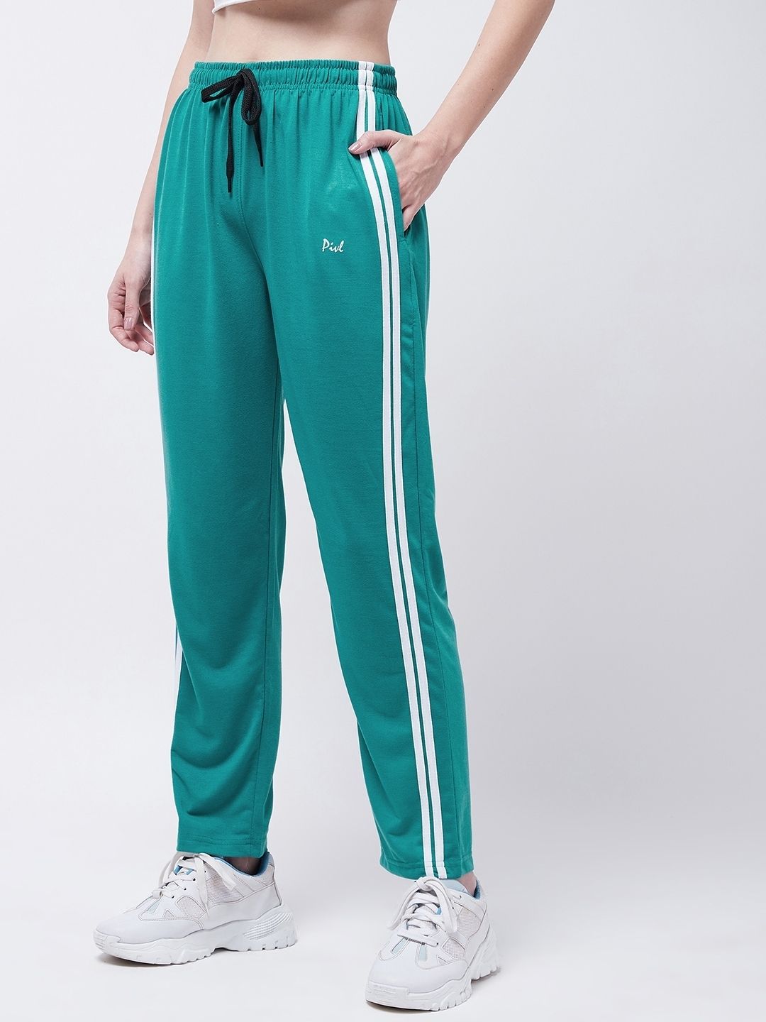 pivl Women Striped Green Track Pants-picture-16