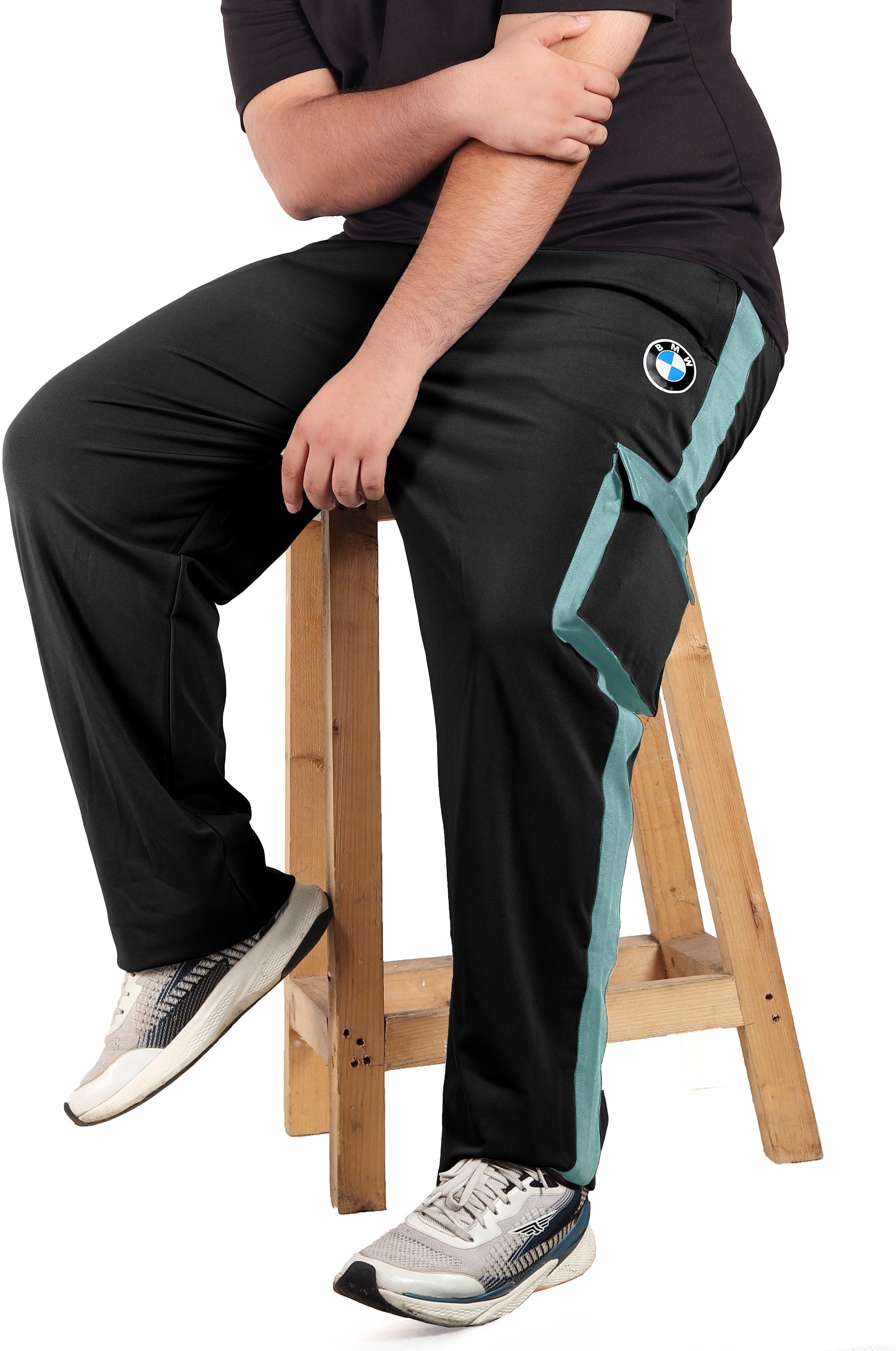 Men Solid Black Track Pants-image-4