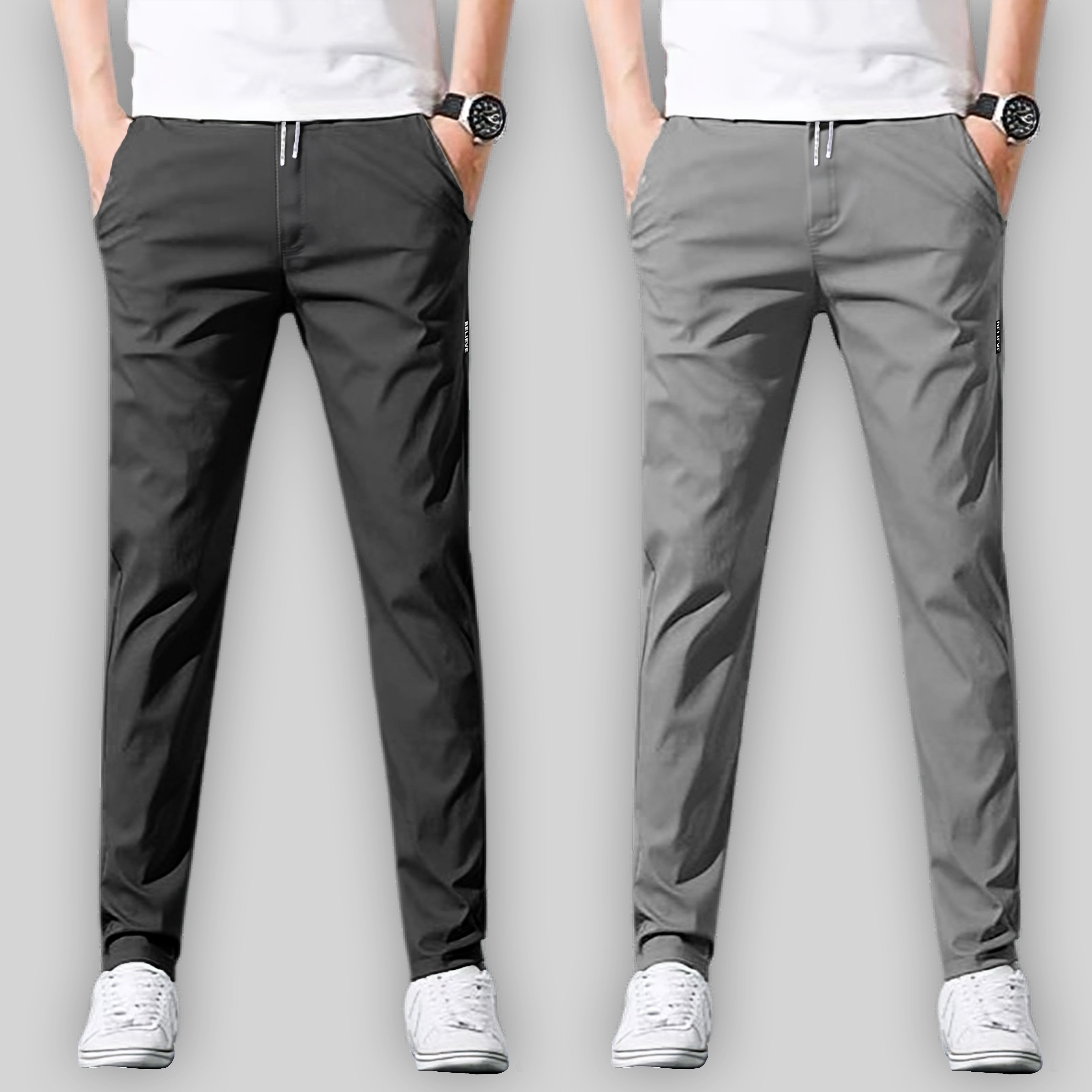 joggers park Pack of 2 Men Printed Black, Grey Track Pants-picture-25