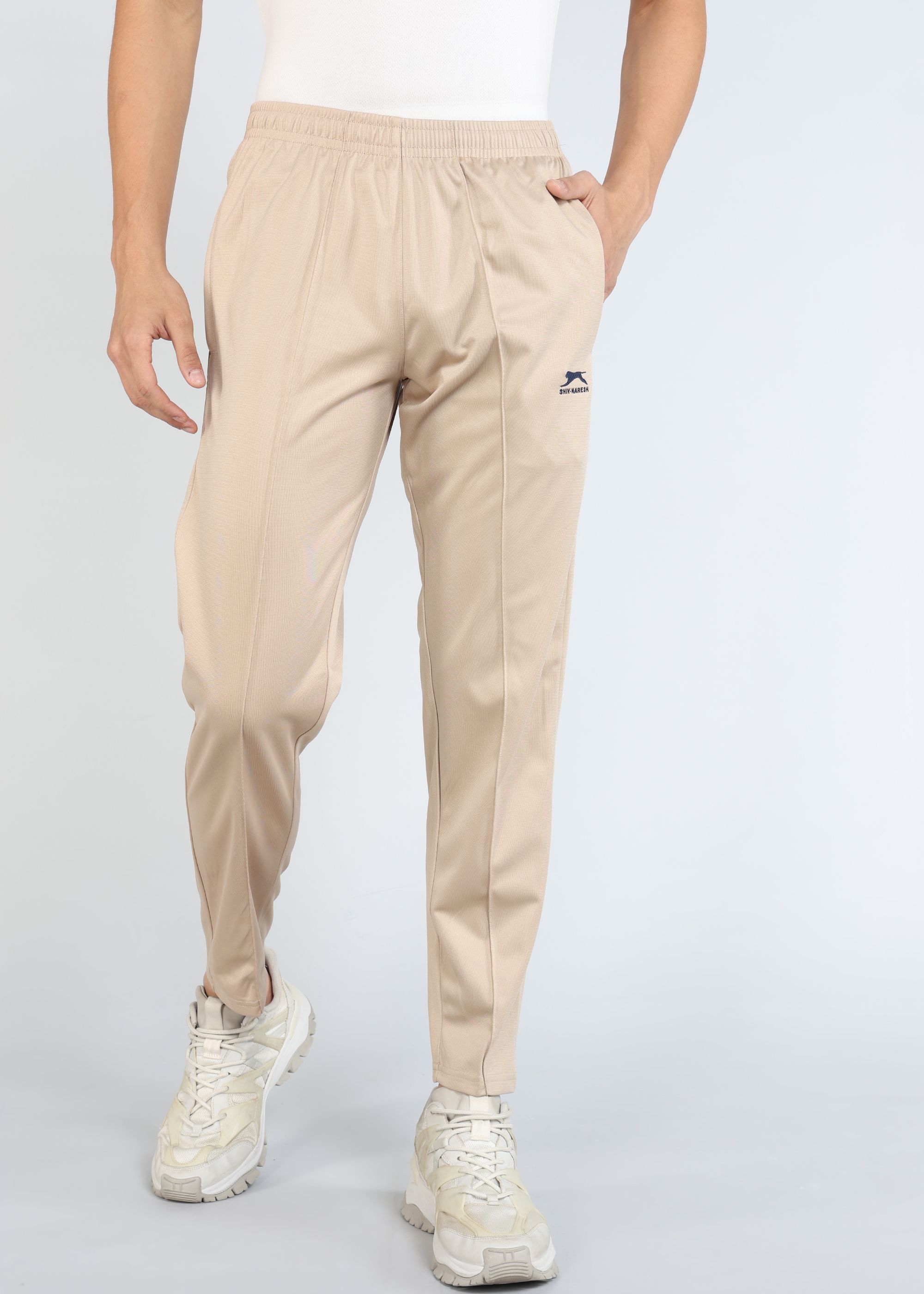 Men Solid Beige Track Pants-image-12