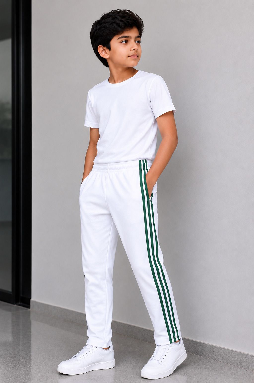 edumed Men Striped White Track Pants-picture-37
