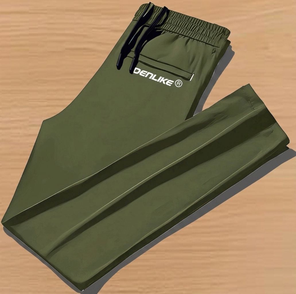 denlike' Men Solid Olive Track Pants-picture-17