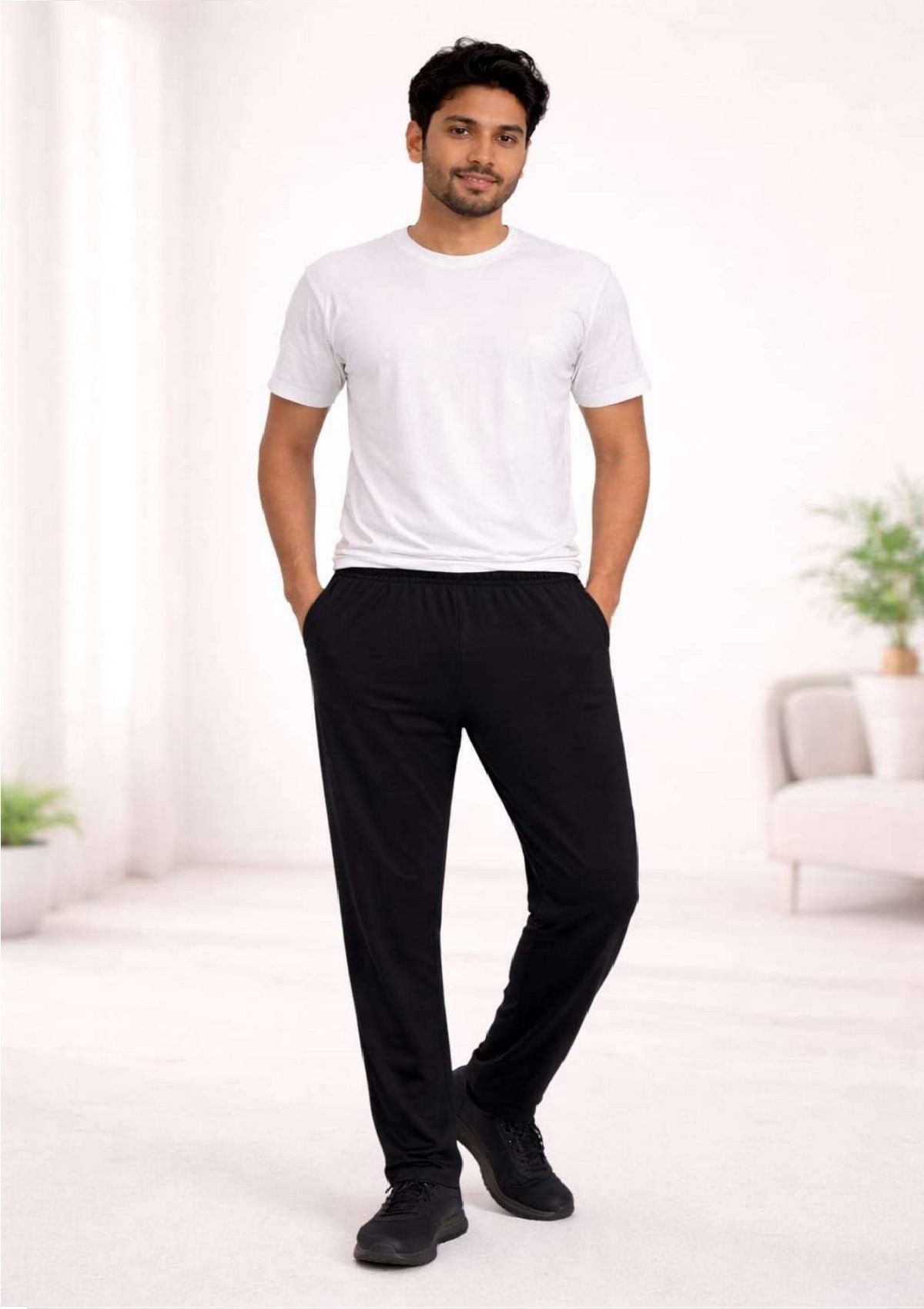 Men Solid Black Track Pants-image-22