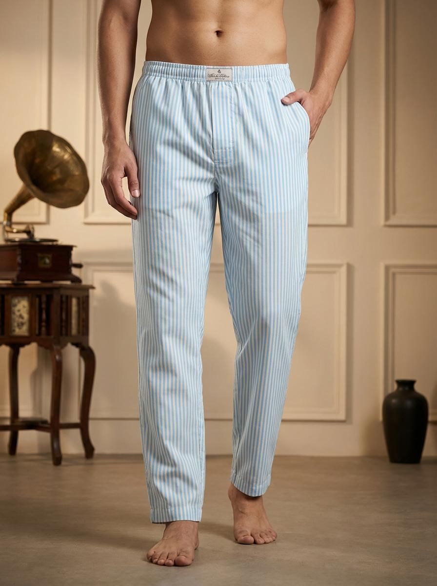 tigersnake Men Striped Light Blue Track Pants-picture-11