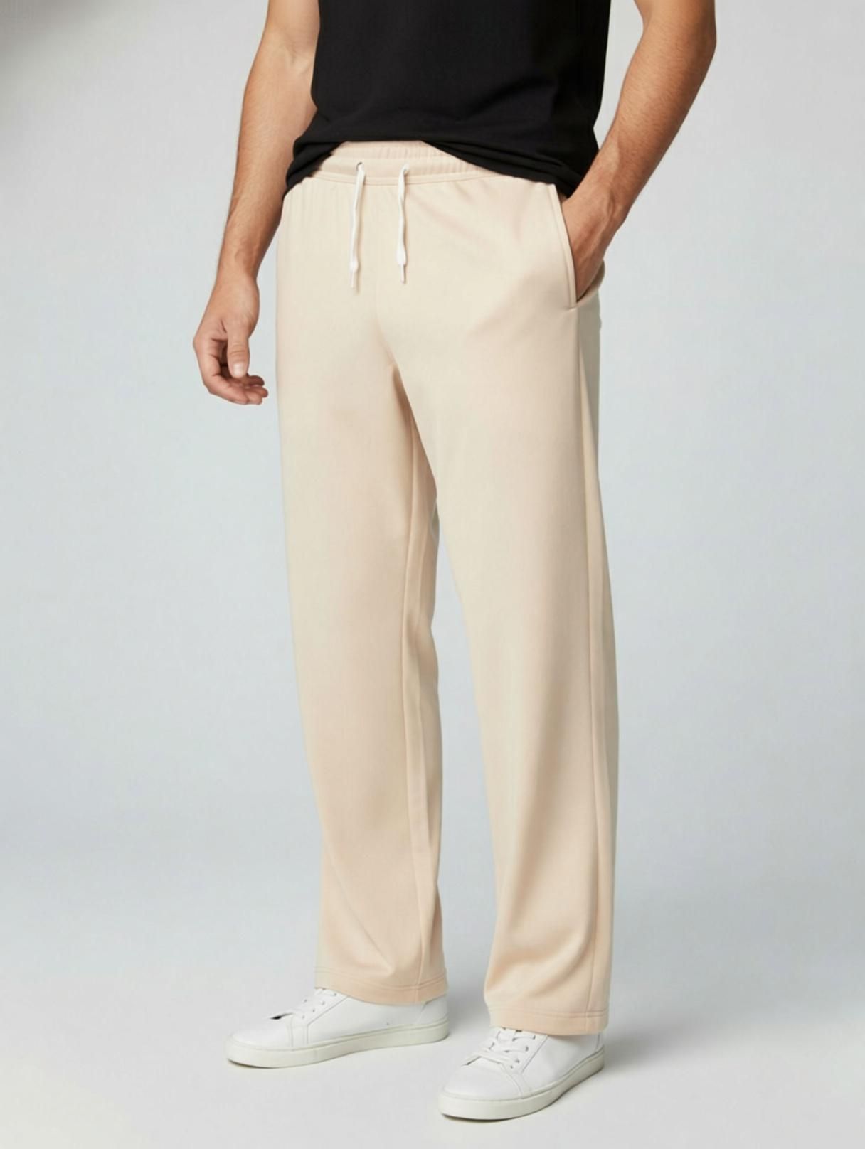 Men Solid Beige Track Pants-image-35