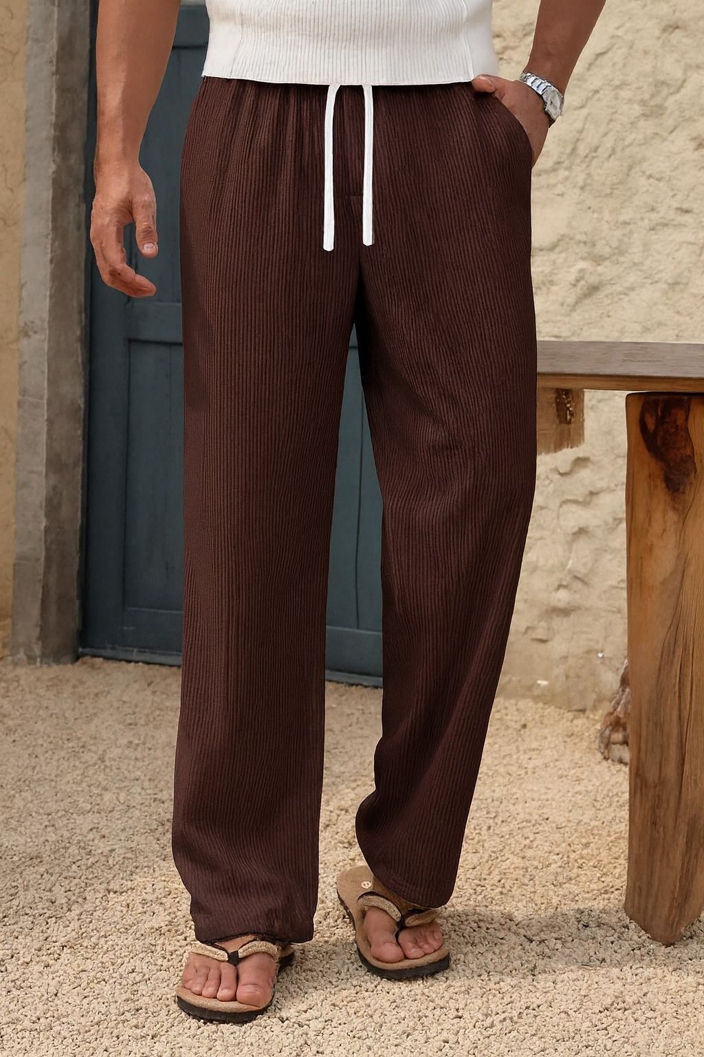 Men Regular Fit Black Polyester Trousers