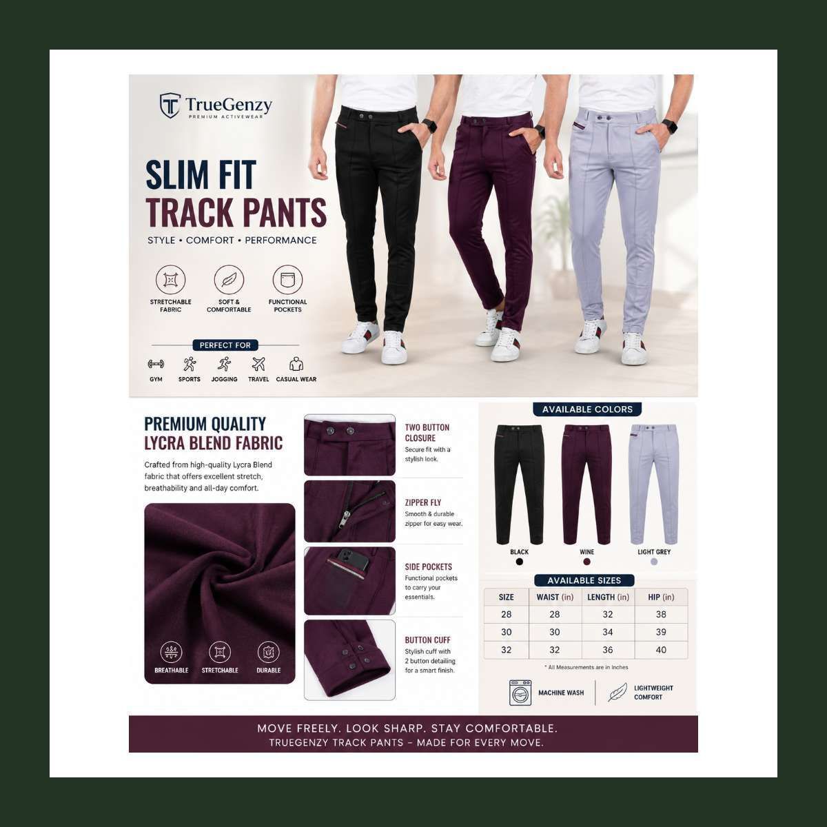 trugenzy Pack of 3 Men Solid Multicolor Track Pants-picture-33