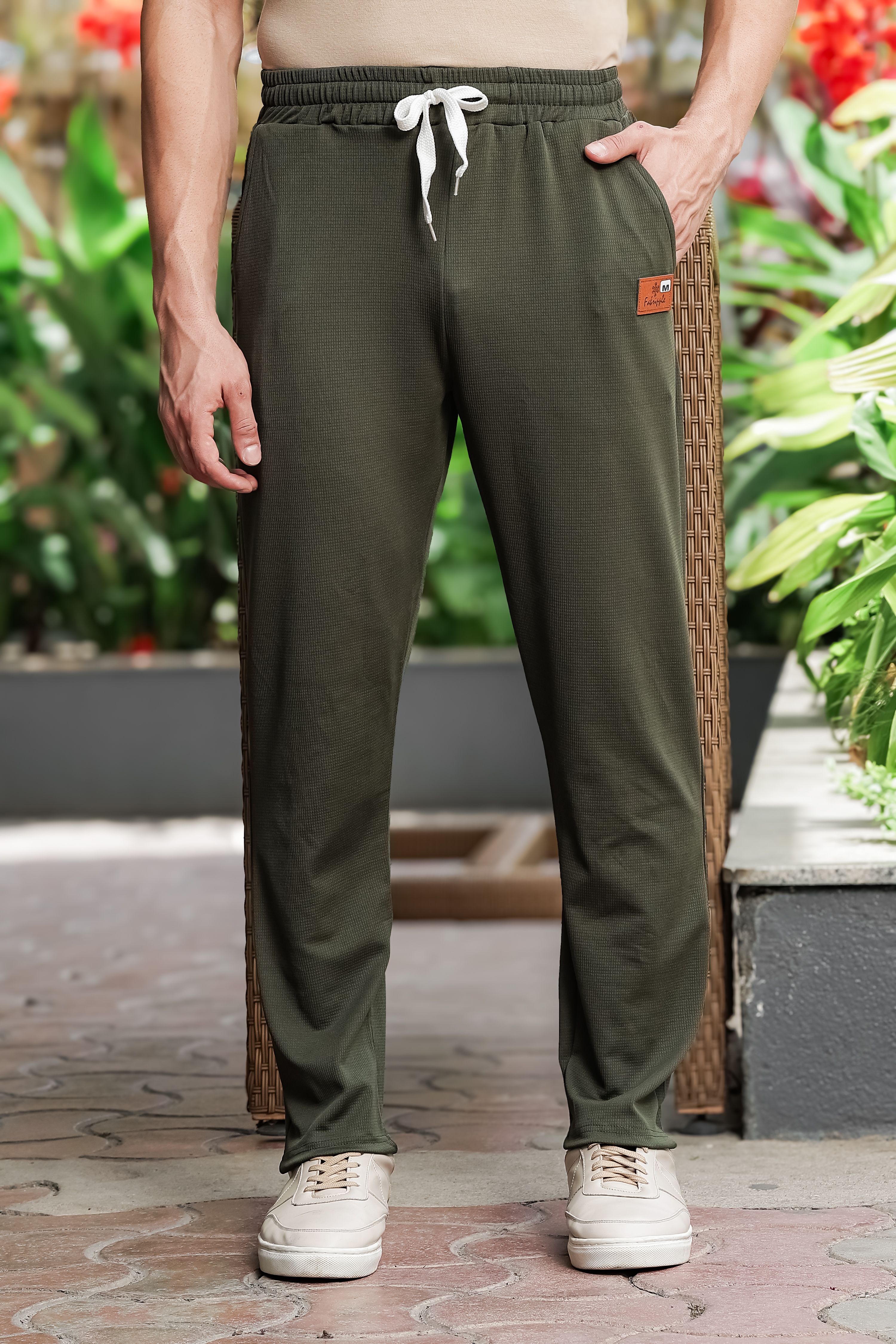 Men Solid Green Track Pants-image-41
