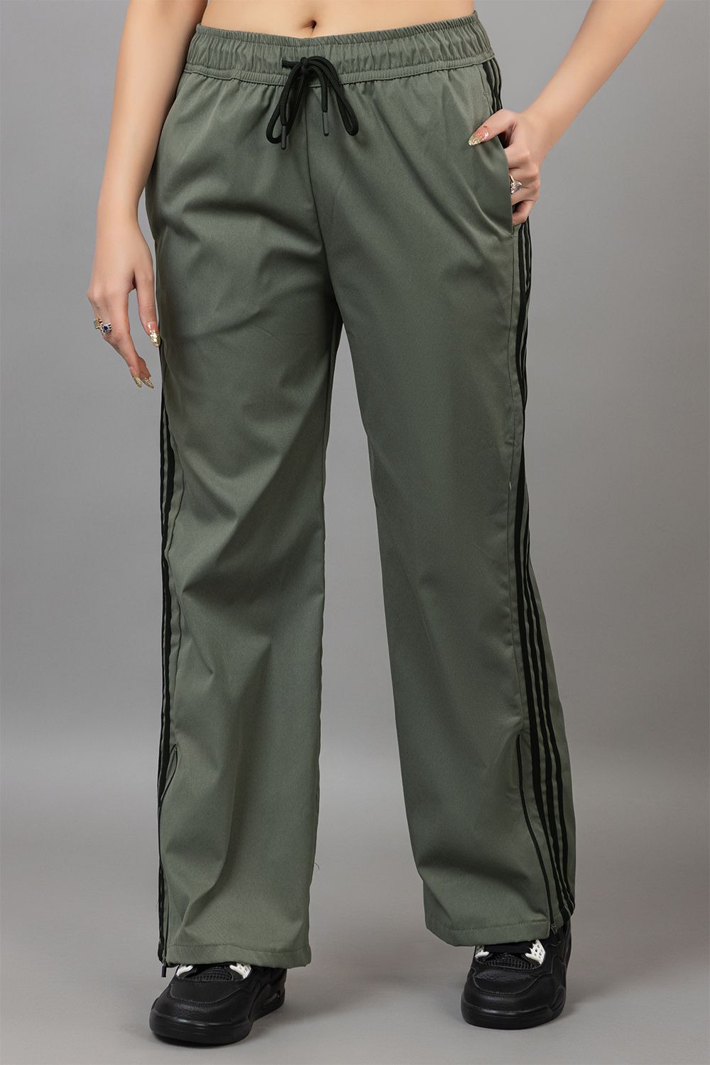 baystreet Women Striped Olive Track Pants-picture-25