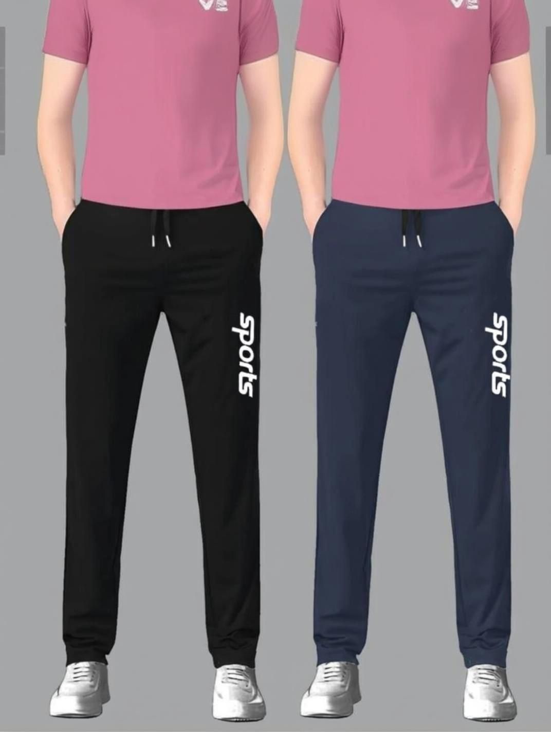 Pack of 2 Men Printed Black, Blue Track Pants-image-39