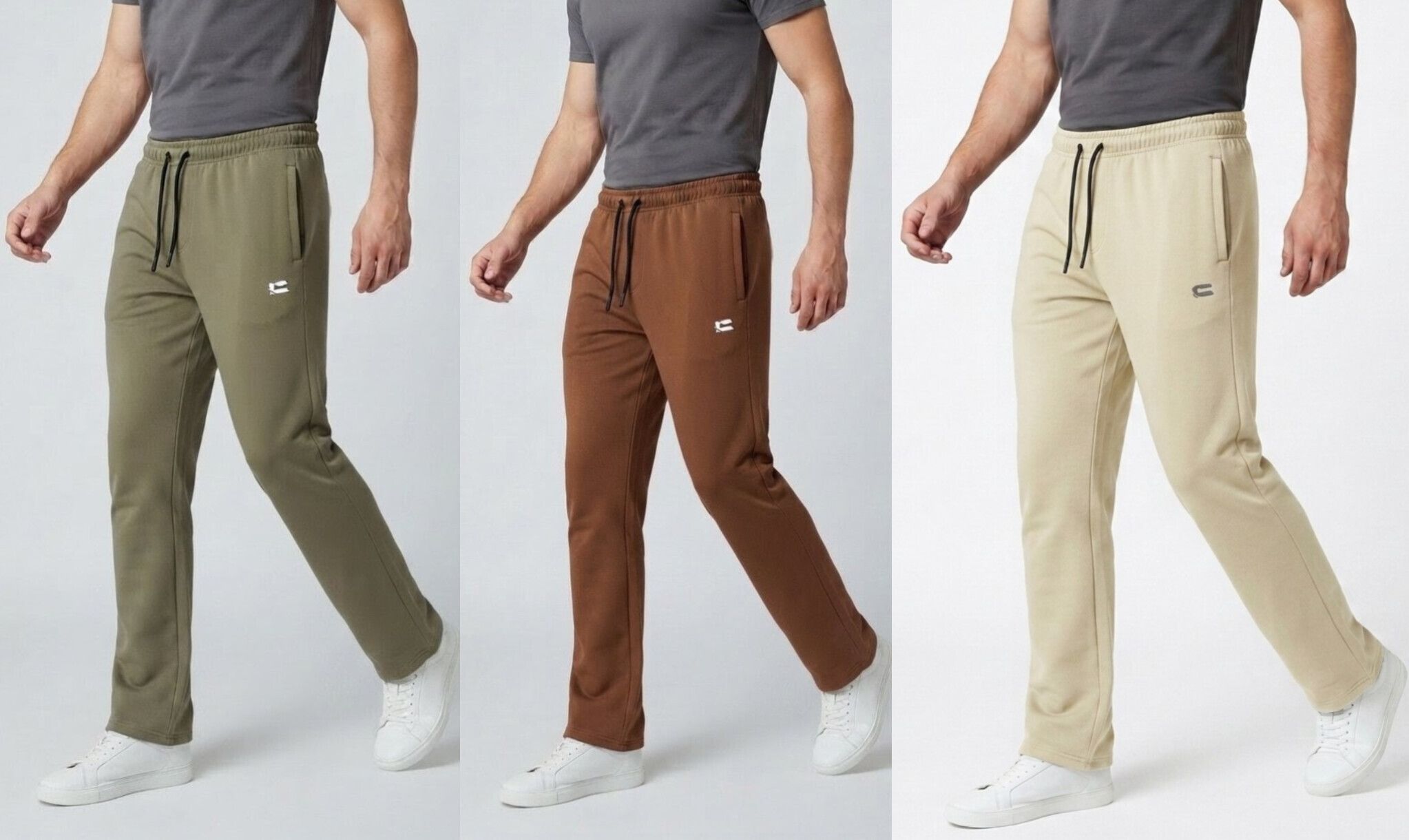 coutrix Pack of 3 Men Solid Beige Track Pants-picture-26