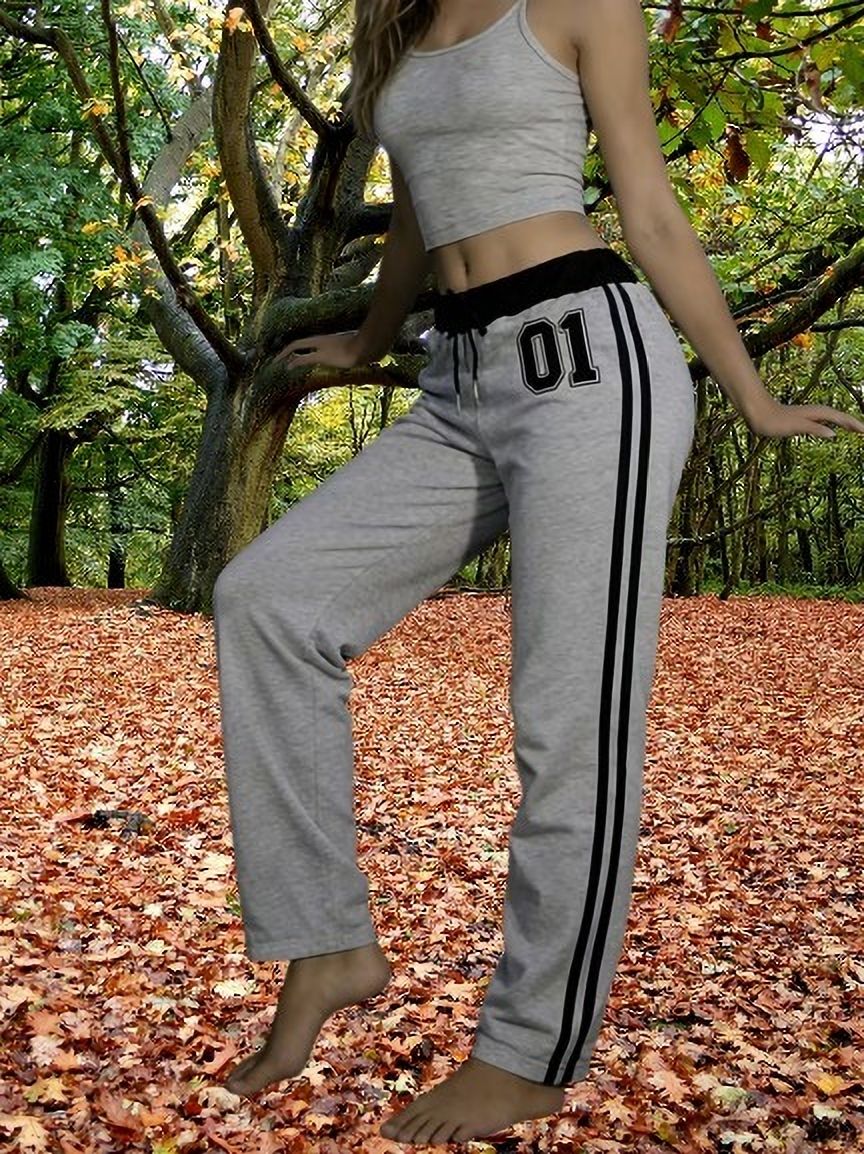 Women Striped Grey Track Pants-image-48