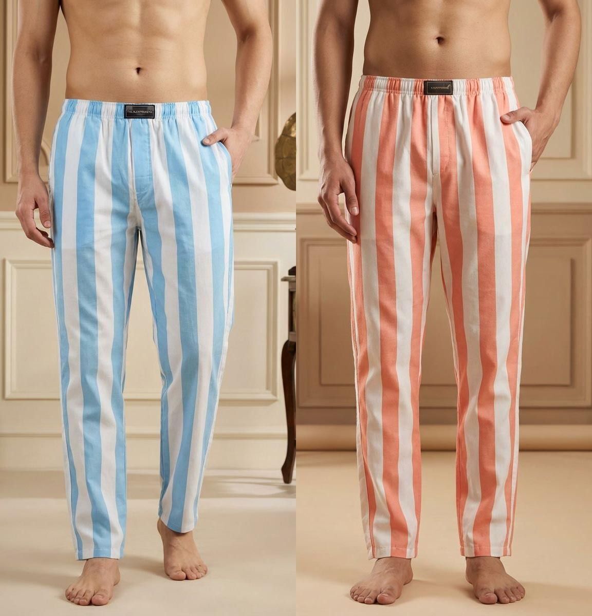 tigersnake Pack of 2 Men Striped Light Blue, Red Track Pants-picture-27