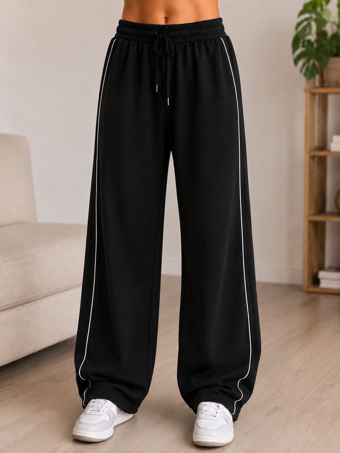 Women Solid Black Track Pants-image-39