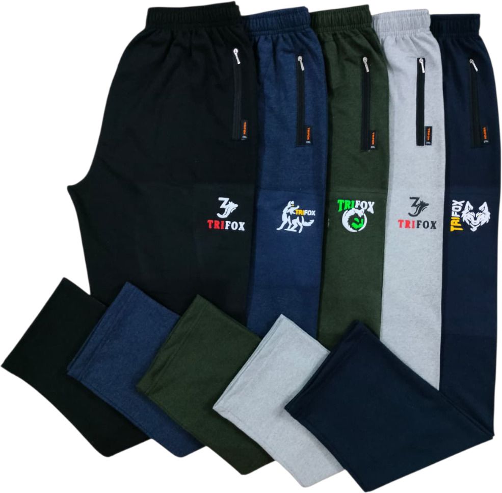 trifox Pack of 5 Men Solid, Graphic Print Multicolor Track Pants-picture-12